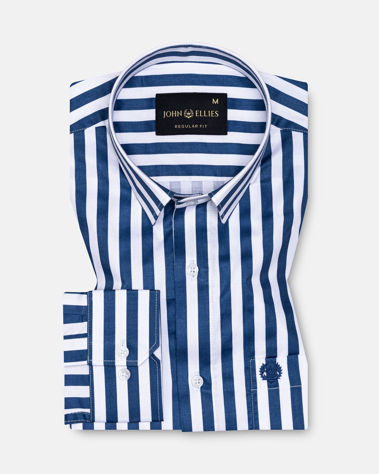 Holend Navy Blue Premium Cotton Stripes Shirt