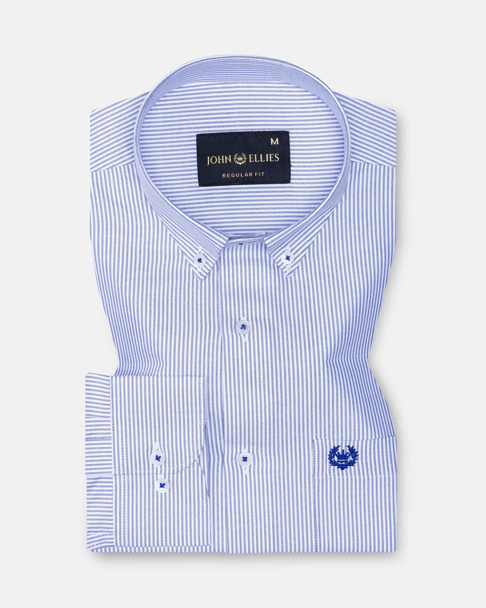 Zanrix Blue Stripe Button Down Oxford Cotton Shirt