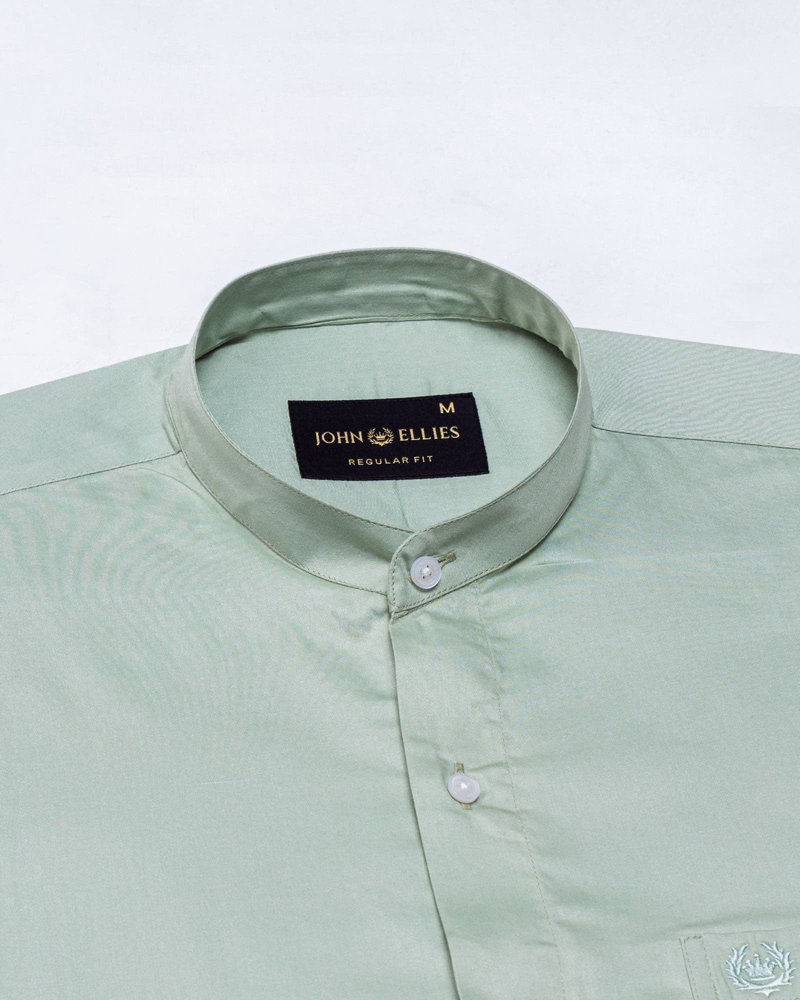 Arden Olive Plain Mandarin Giza Cotton Shirt
