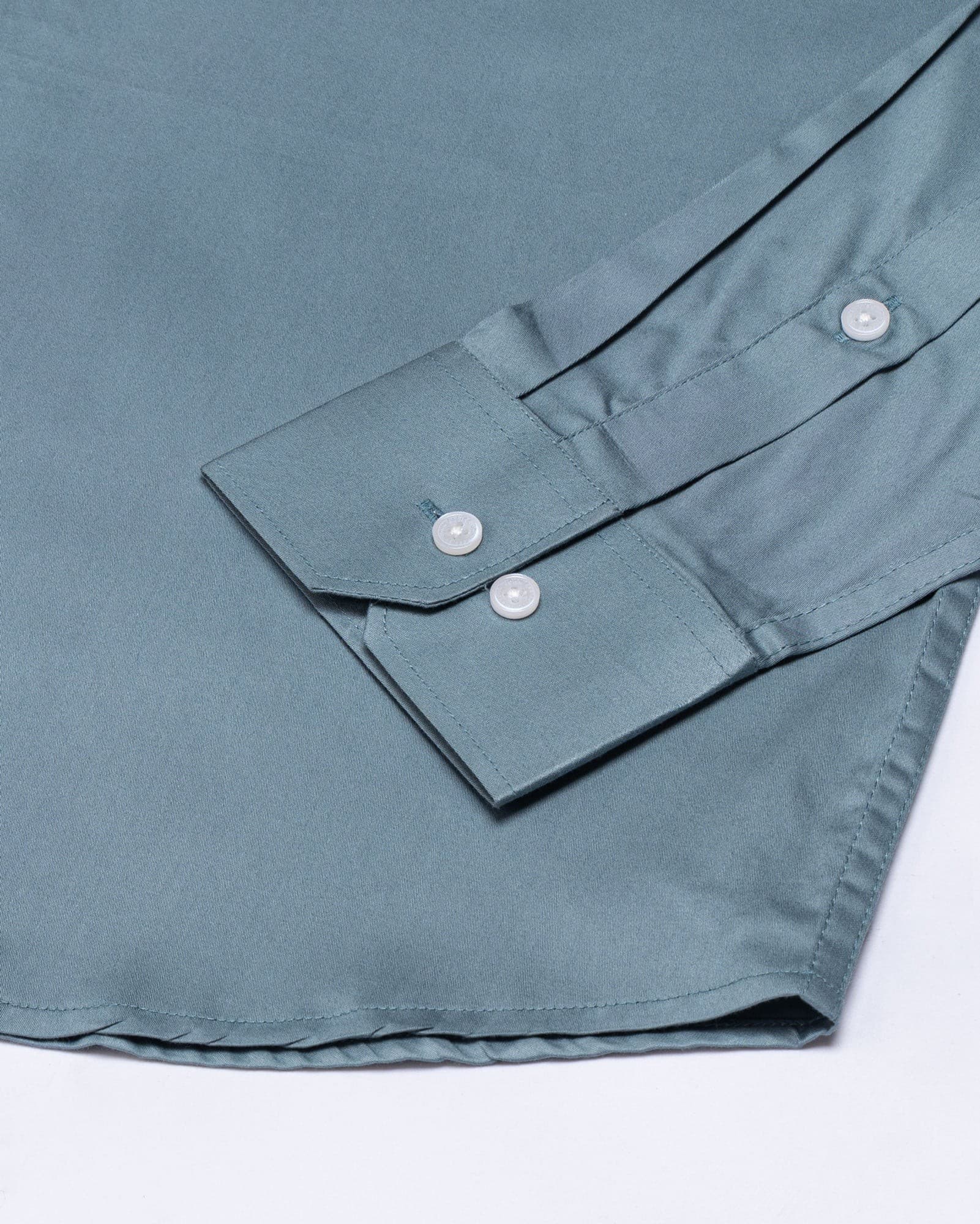 Arden Dusty Teal Plain Mandarin Giza Cotton Shirt
