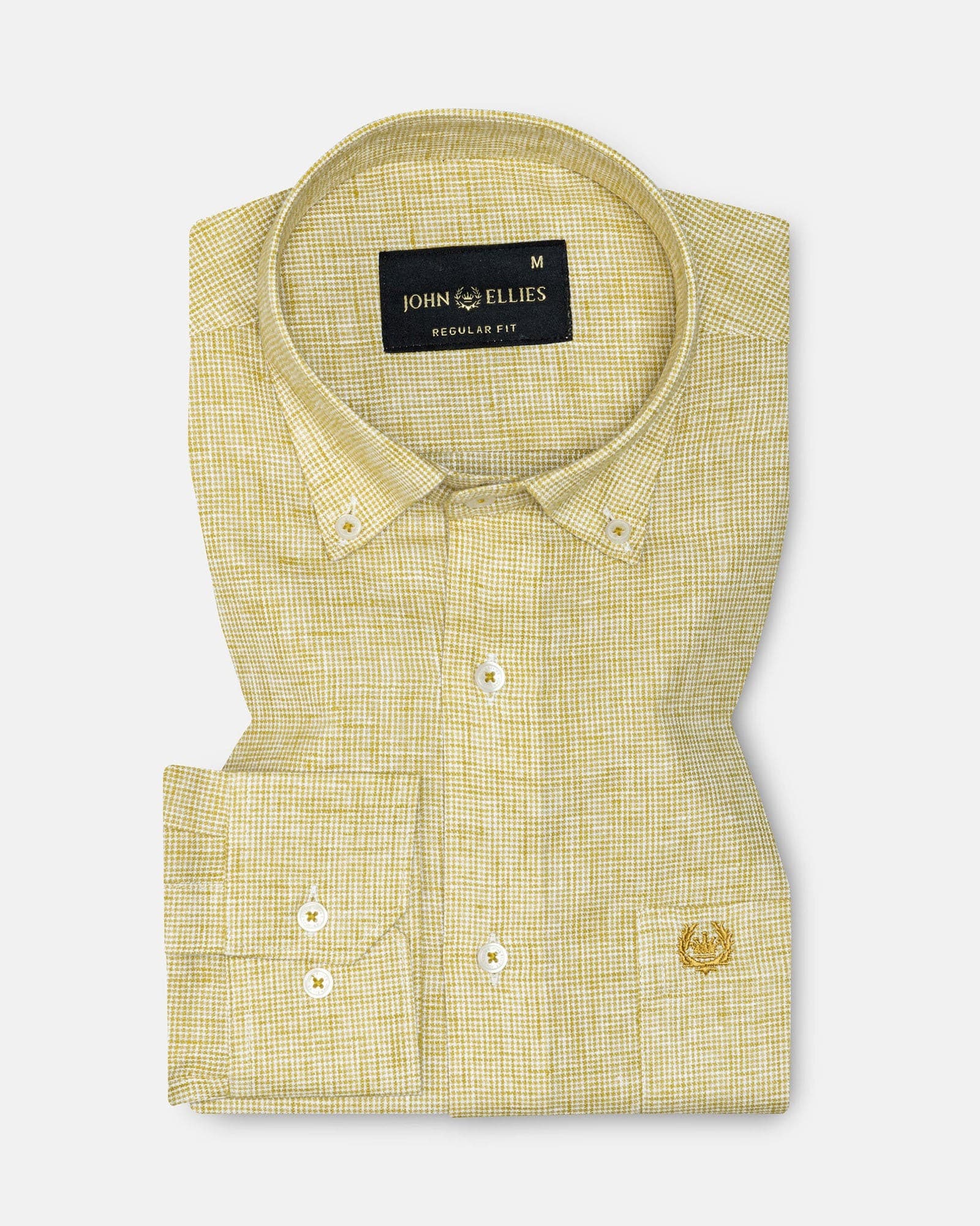 Isaac Yellow Check Button Down Linen Shirt