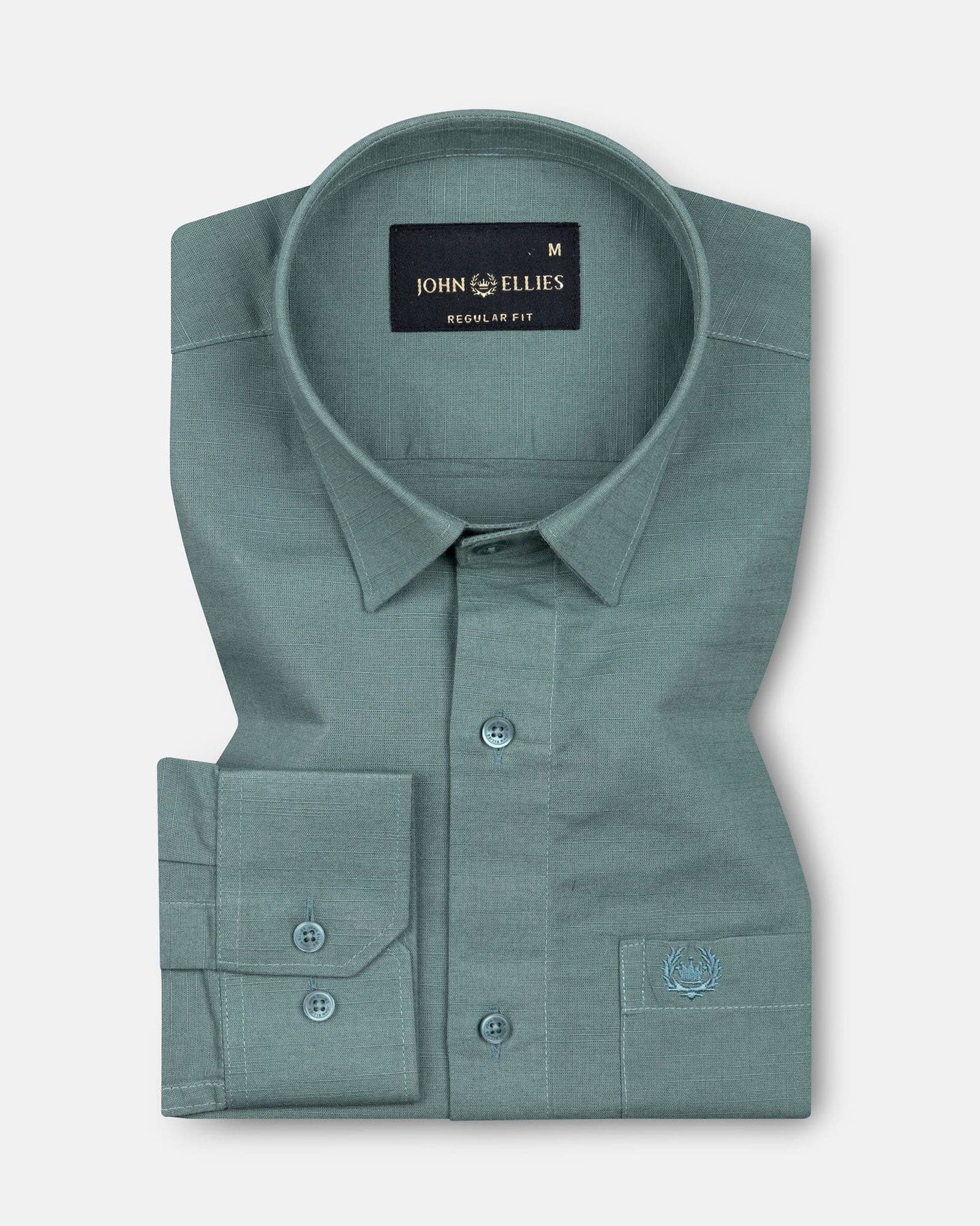 Amess Olive Plain Linen Shirt