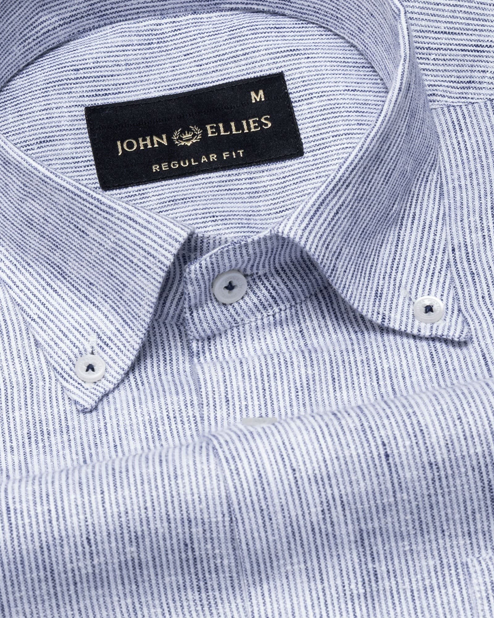 Macbeth Navy Blue Stripe Button Down Linen Shirt