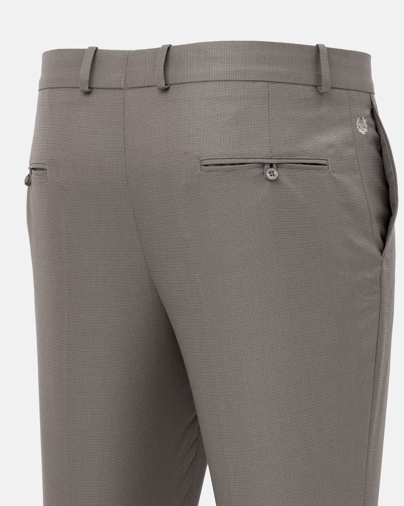 Mance Khaki Textured Formal Cotton Pant