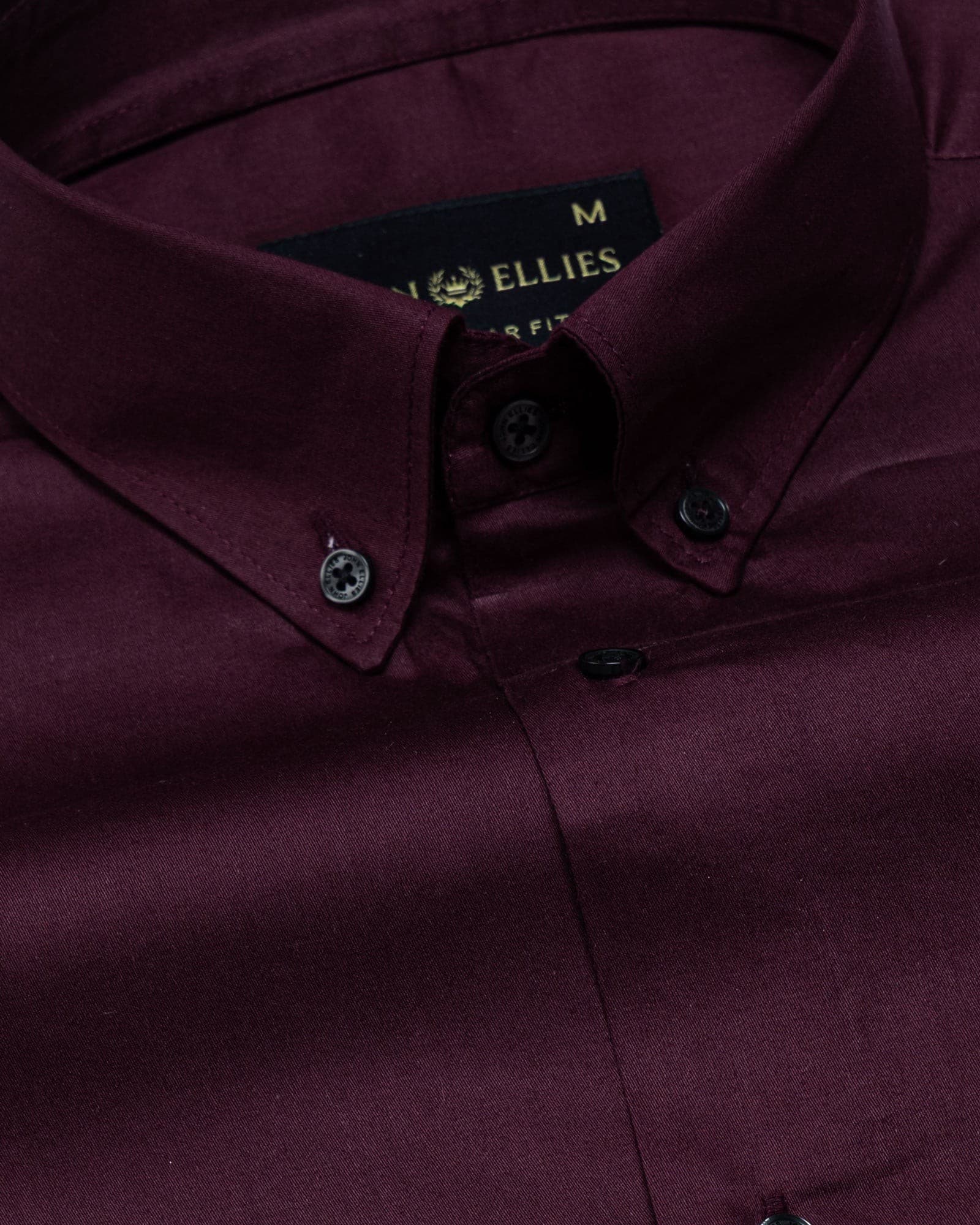 Griphen Maroon Plain Button Down Cotton Shirt