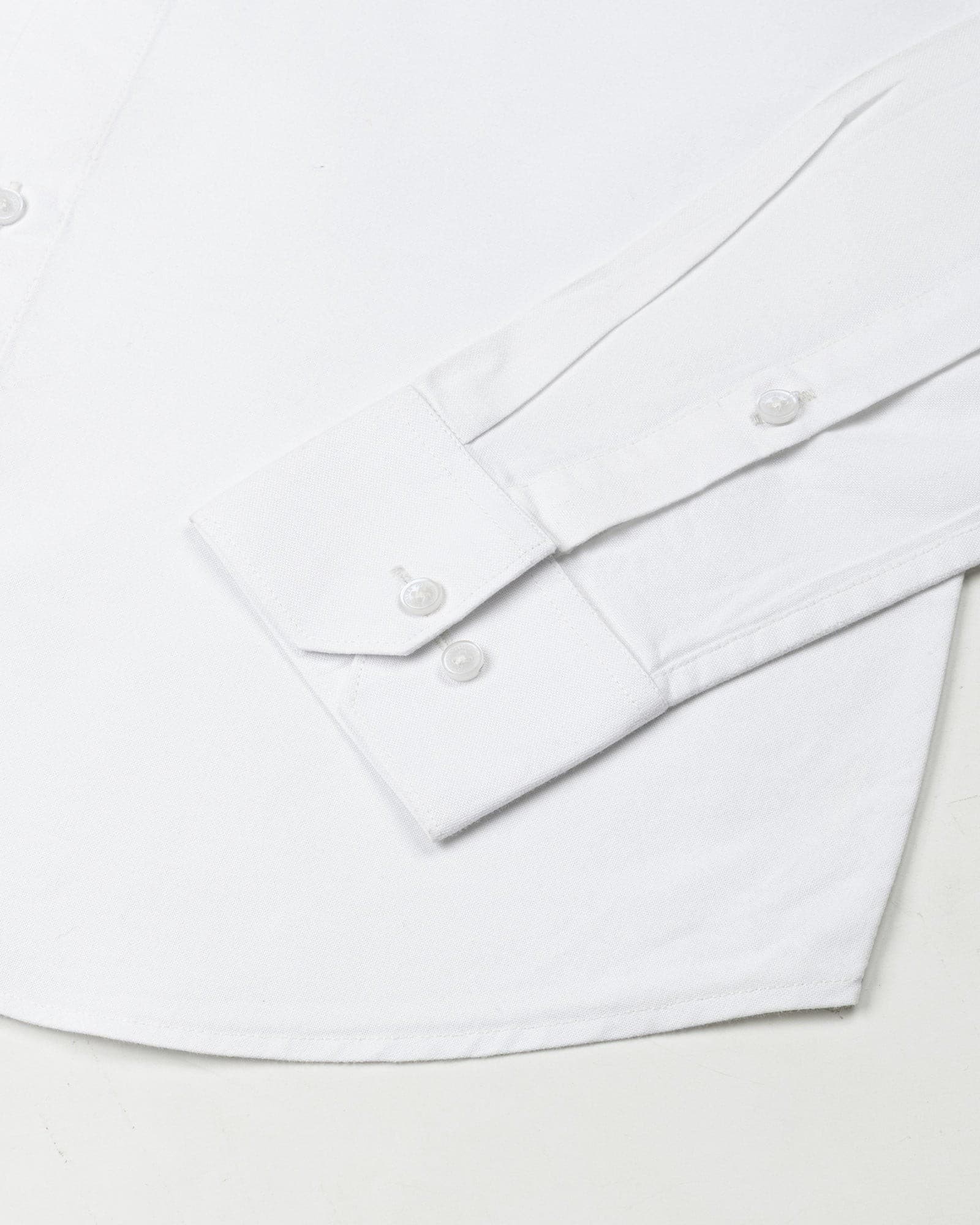 Madrix White Plain Mandarin Oxford Cotton Shirt