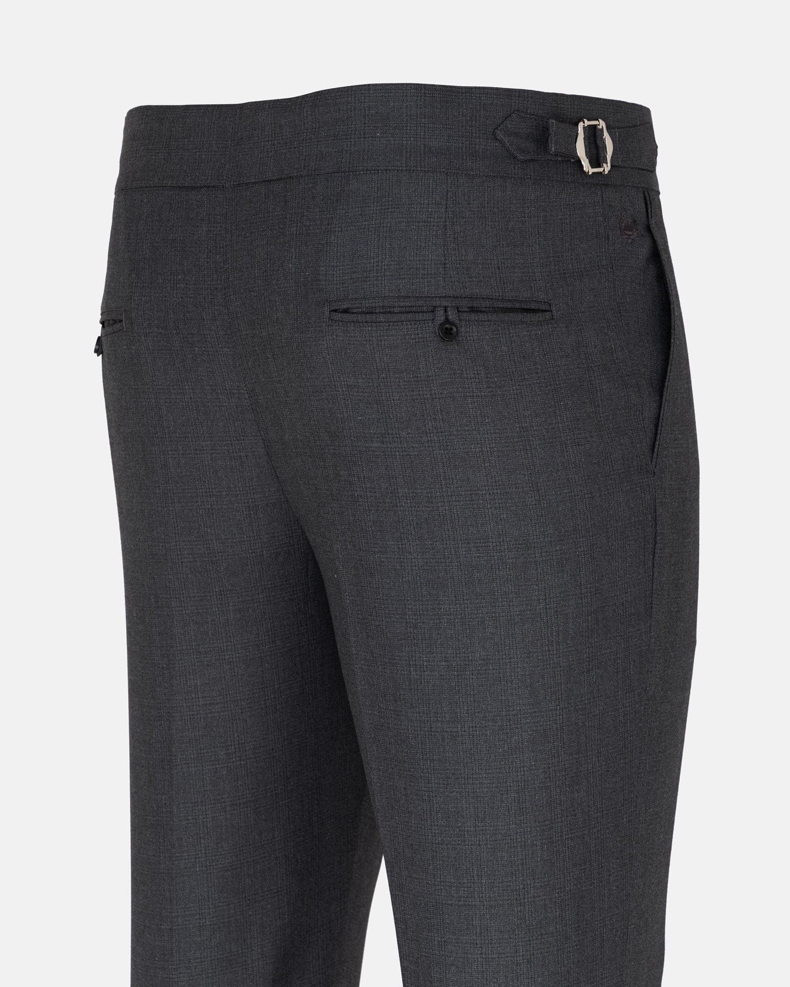 Vittorio Charcoal Checked Formal Single Pleated Italian Pant