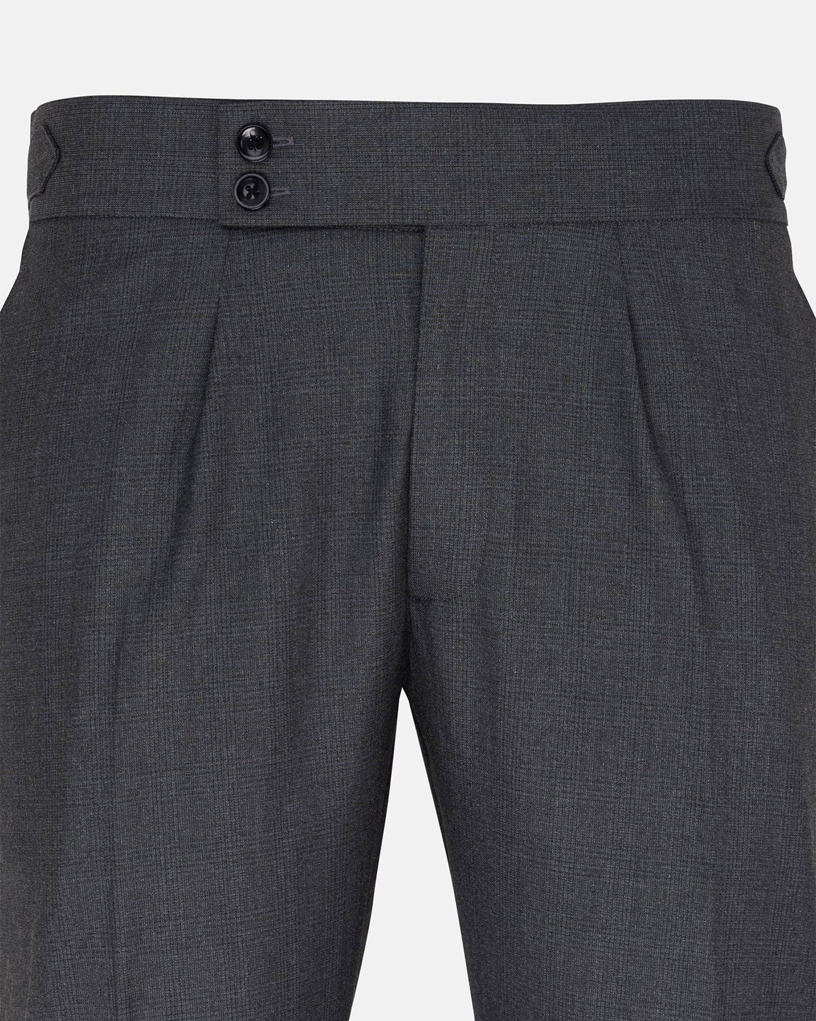 Vittorio Charcoal Checked Formal Single Pleated Italian Pant