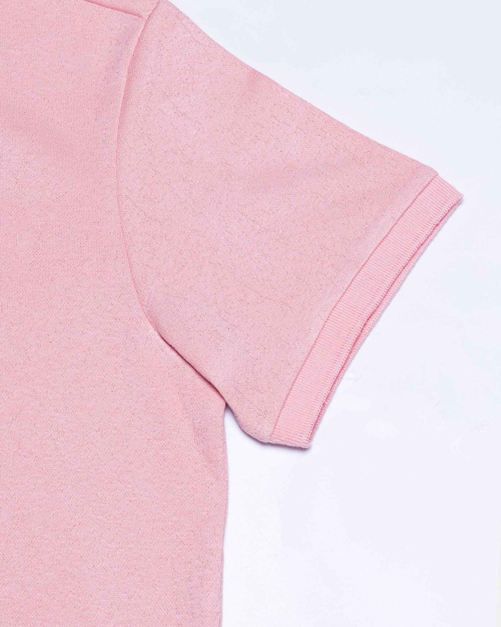 Persien Soft Pink Cotton Textured Polo T-Shirt