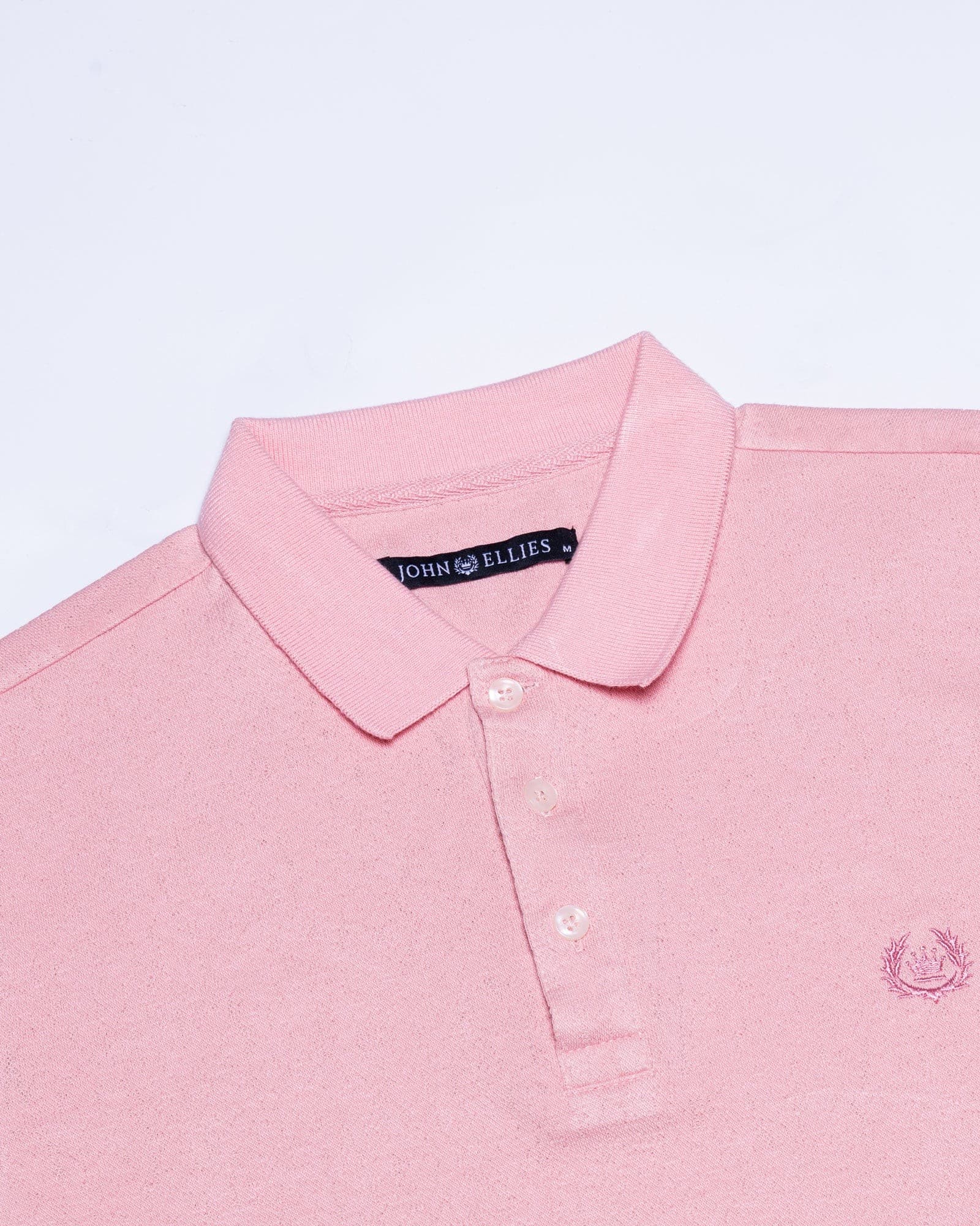 Persien Soft Pink Cotton Textured Polo T-Shirt