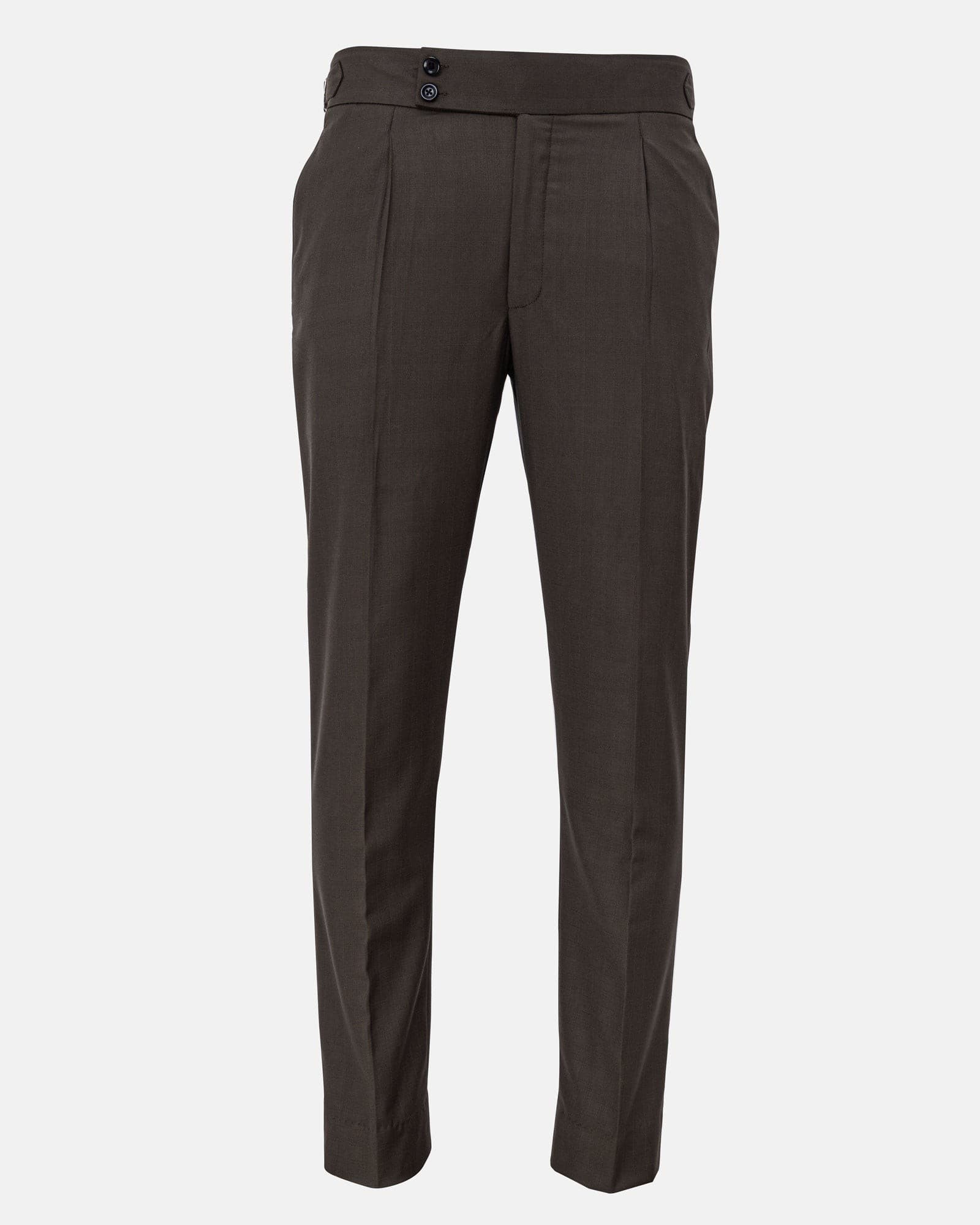 Neux Brown Checked Formal Single Pleated Italian Pant