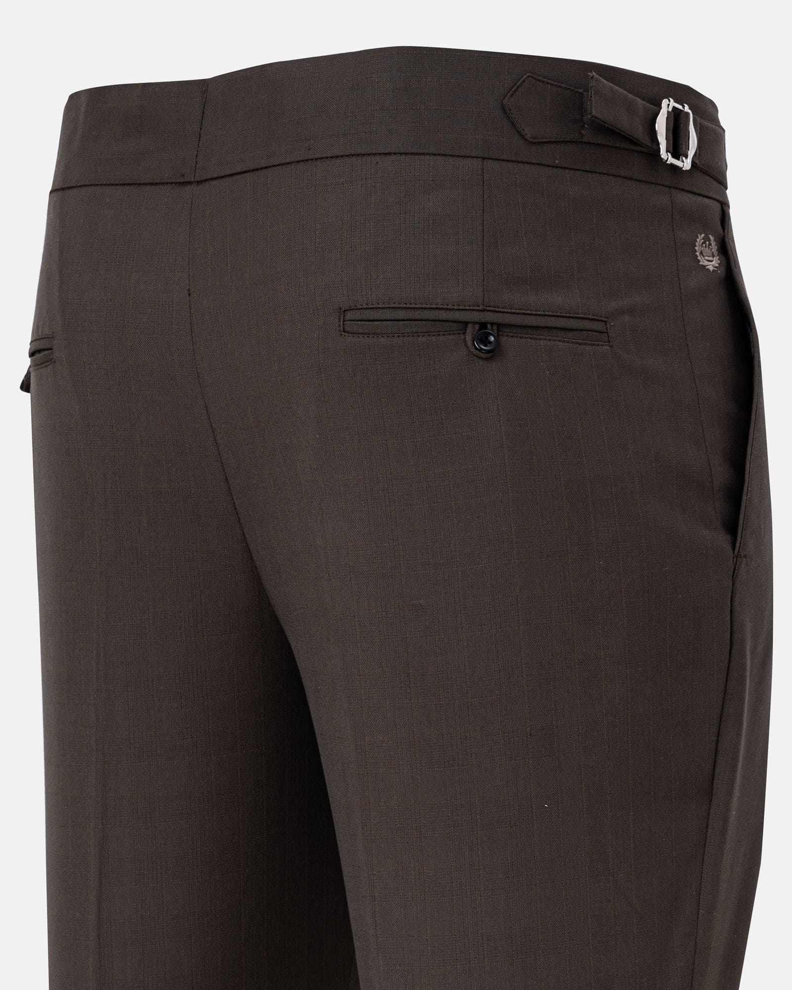 Neux Brown Checked Formal Single Pleated Italian Pant