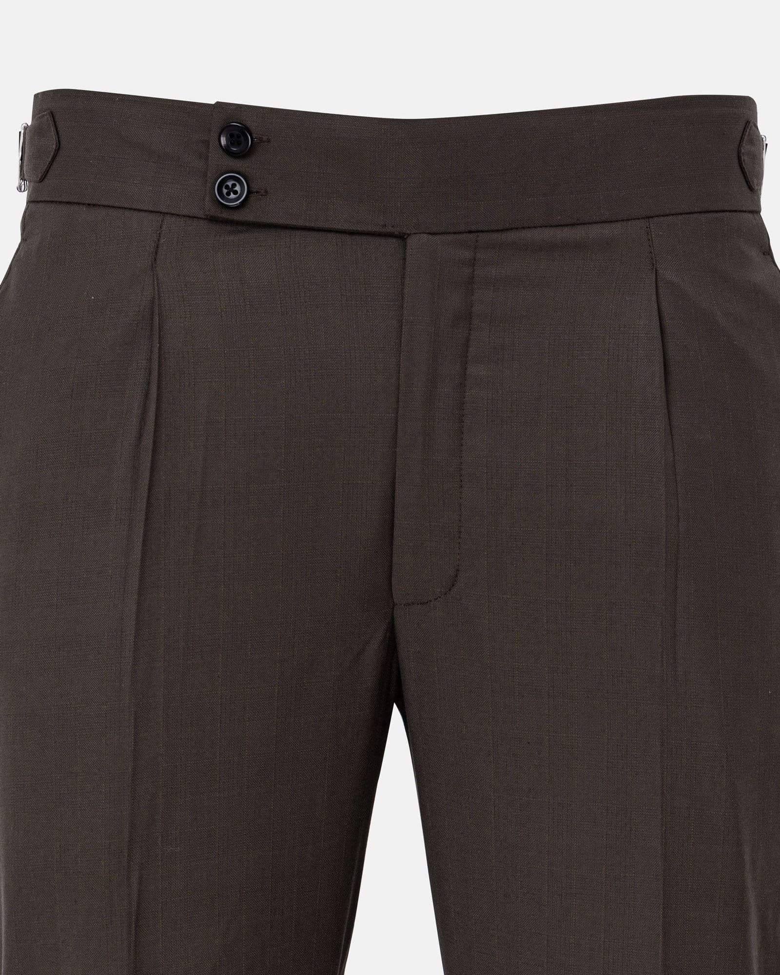 Neux Brown Checked Formal Single Pleated Italian Pant