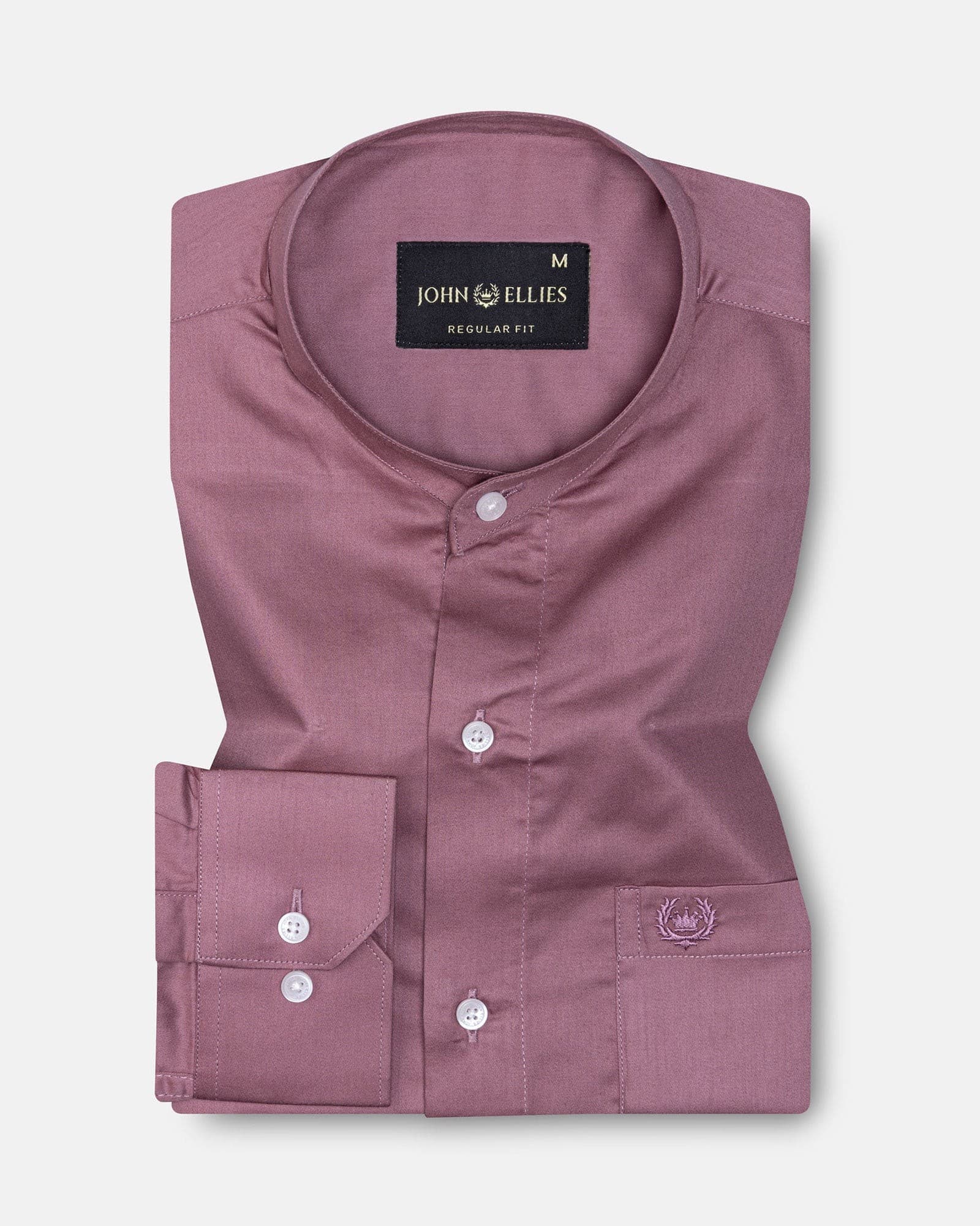 Arden Maroon Plain Mandarin Giza Cotton Shirt