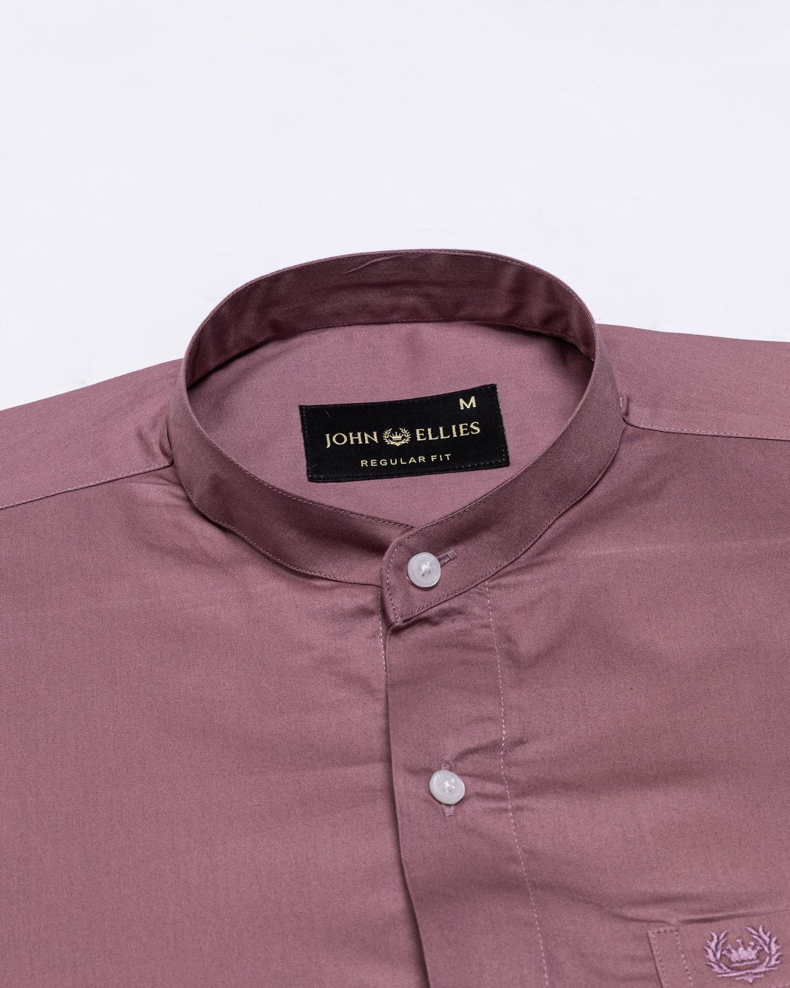 Arden Maroon Plain Mandarin Giza Cotton Shirt