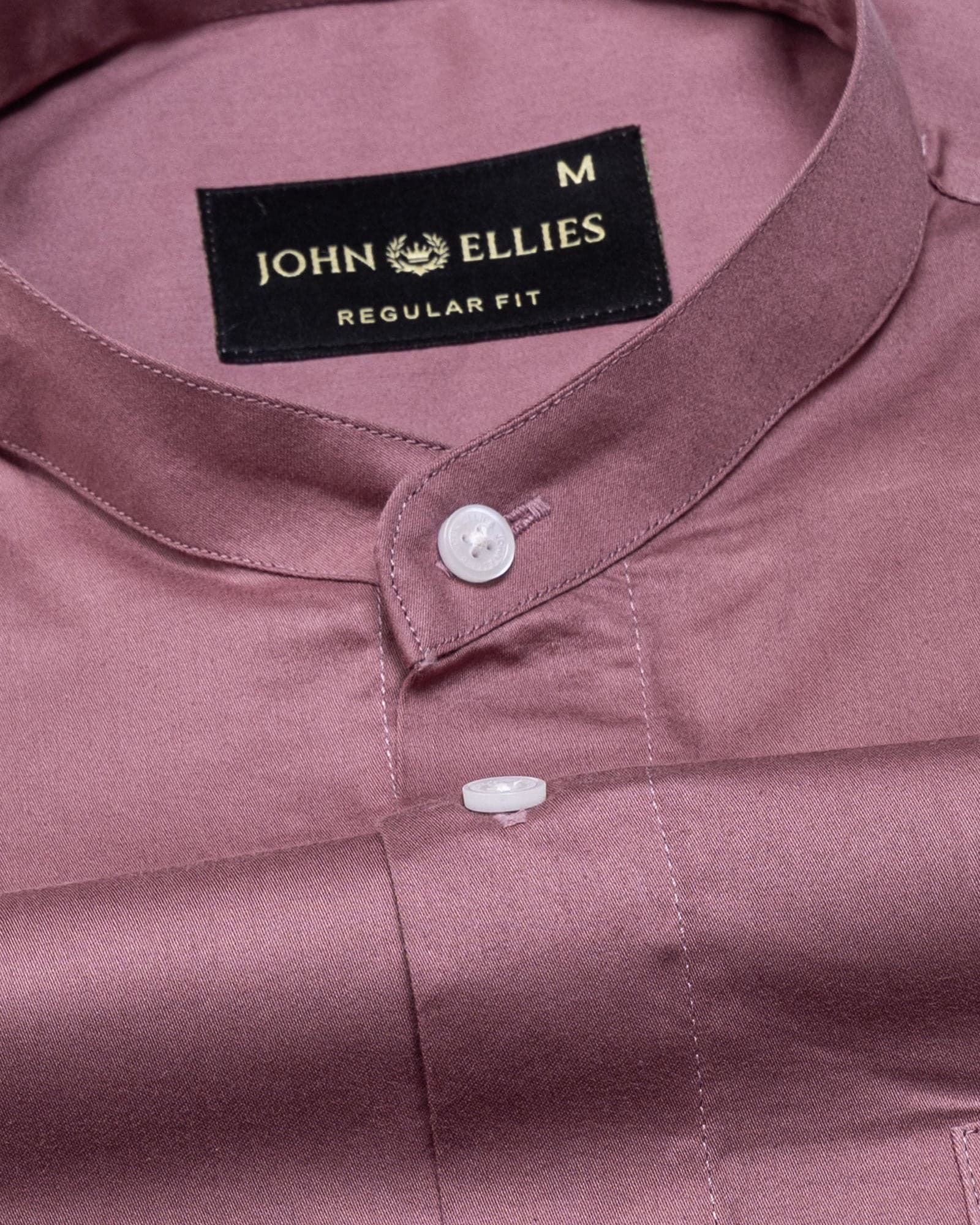 Arden Maroon Plain Mandarin Giza Cotton Shirt