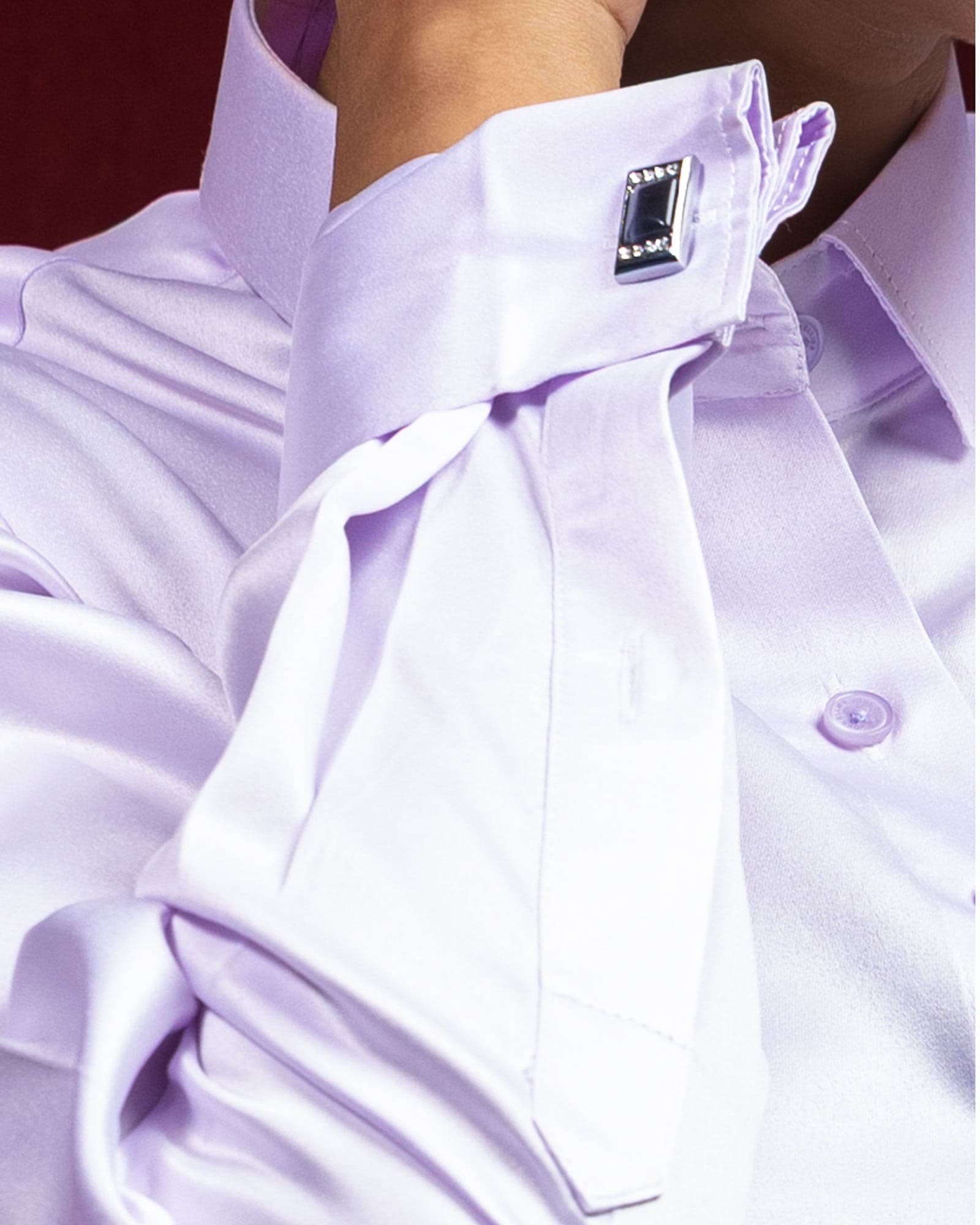 Silhouette Lavender Plain Satin Women Shirt
