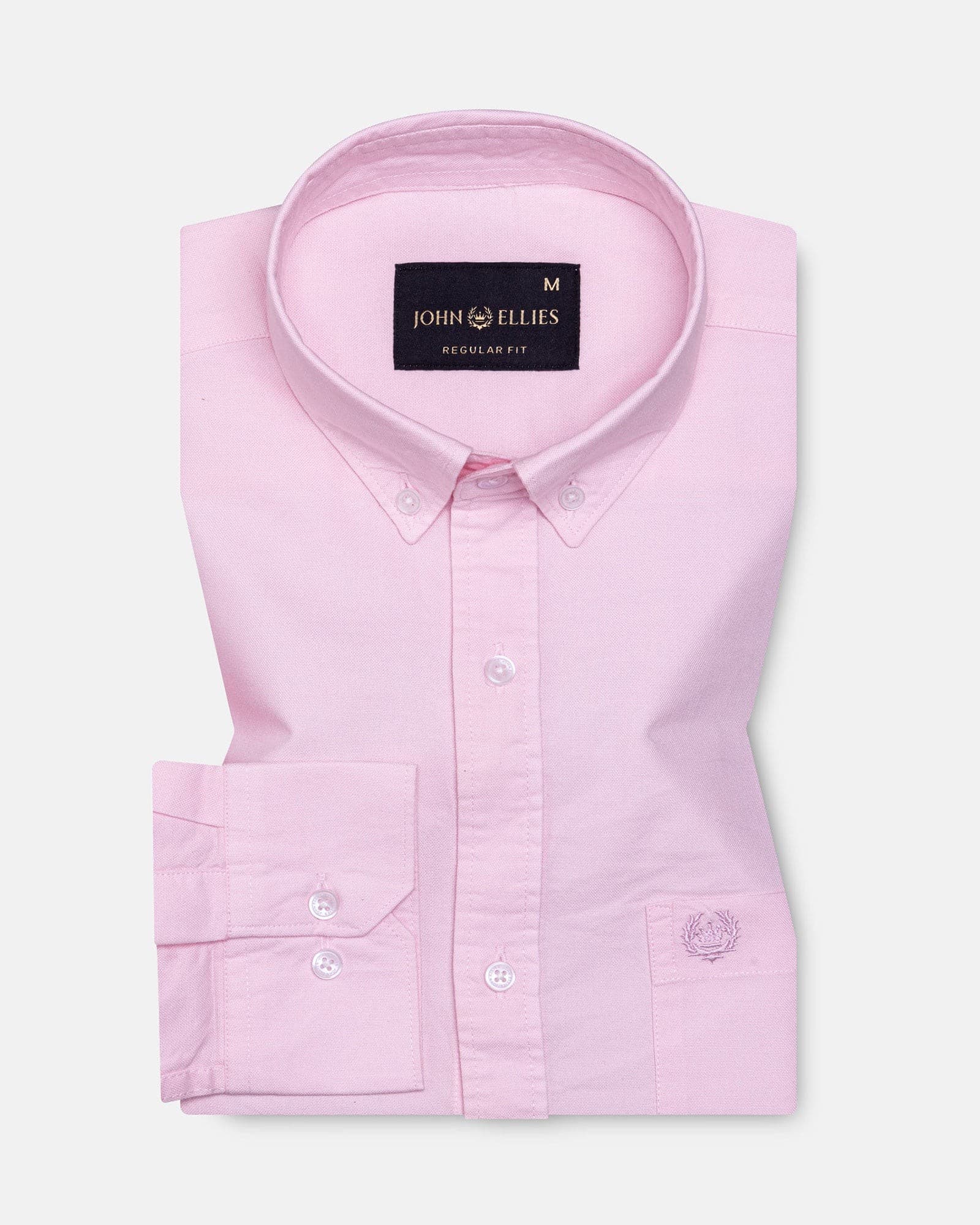 Regent Pink Plain Button Down Oxford Cotton Shirt