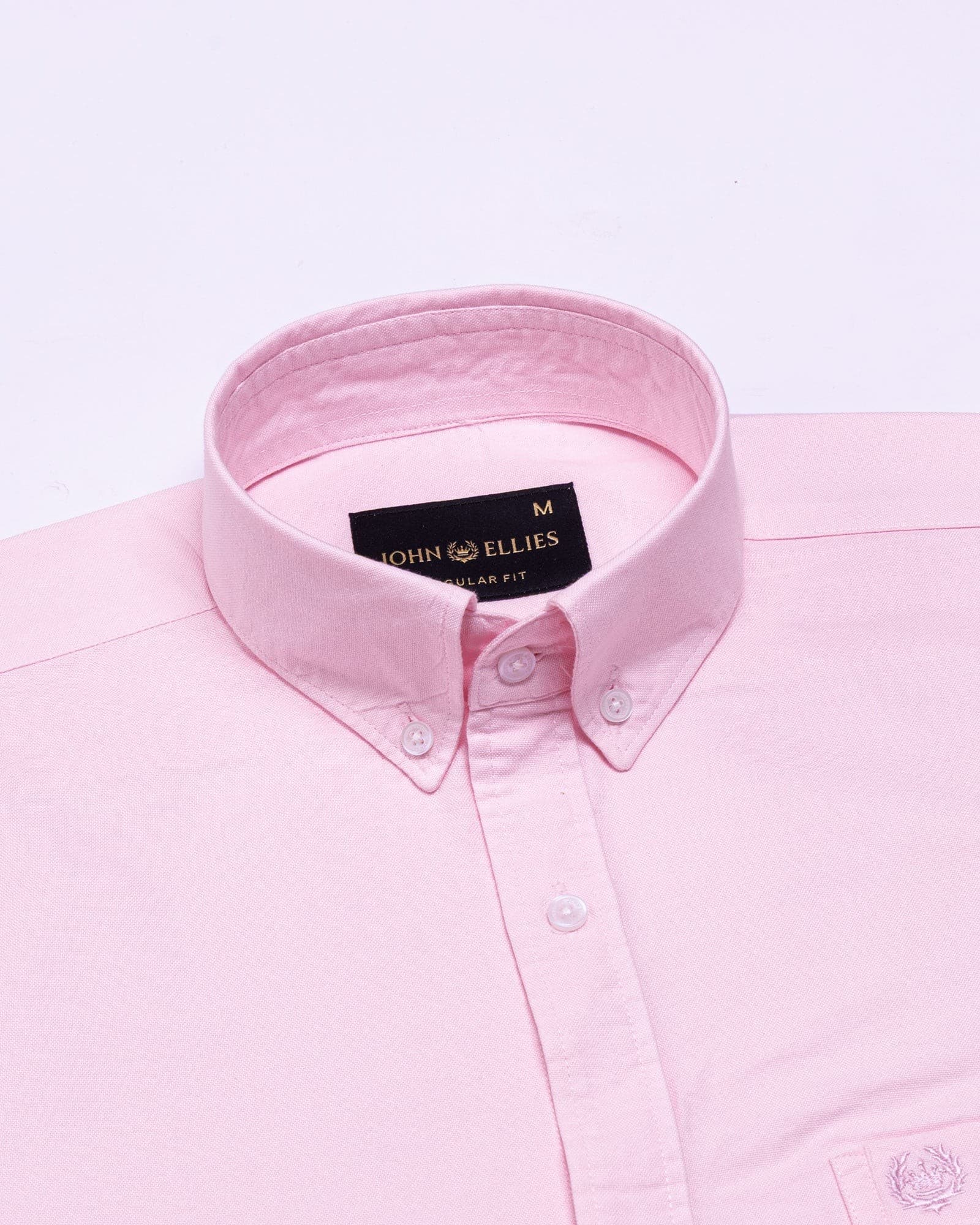 Regent Pink Plain Button Down Oxford Cotton Shirt