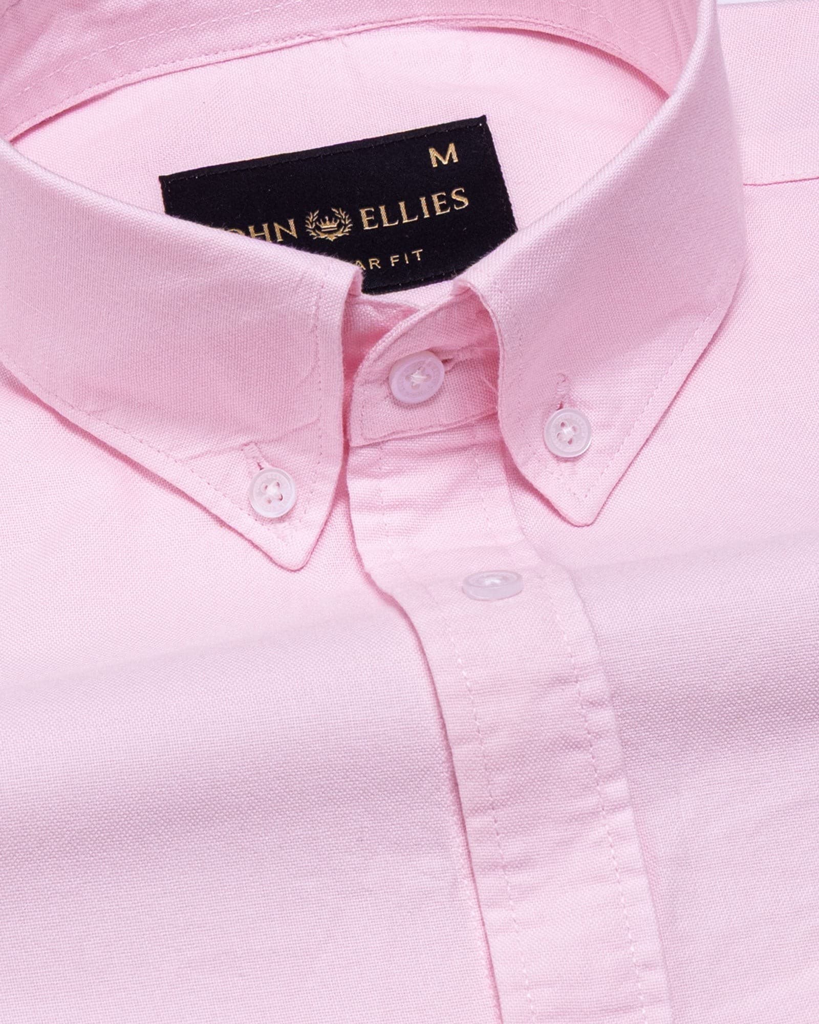 Regent Pink Plain Button Down Oxford Cotton Shirt