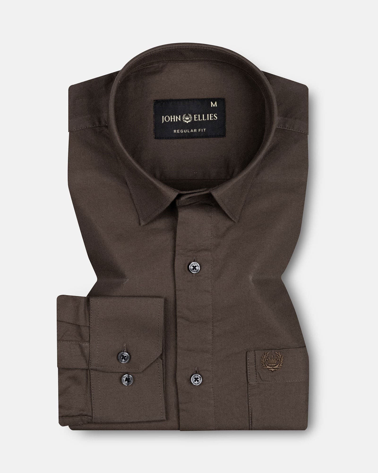 Ophel Brown Plain Oxford Cotton Shirt