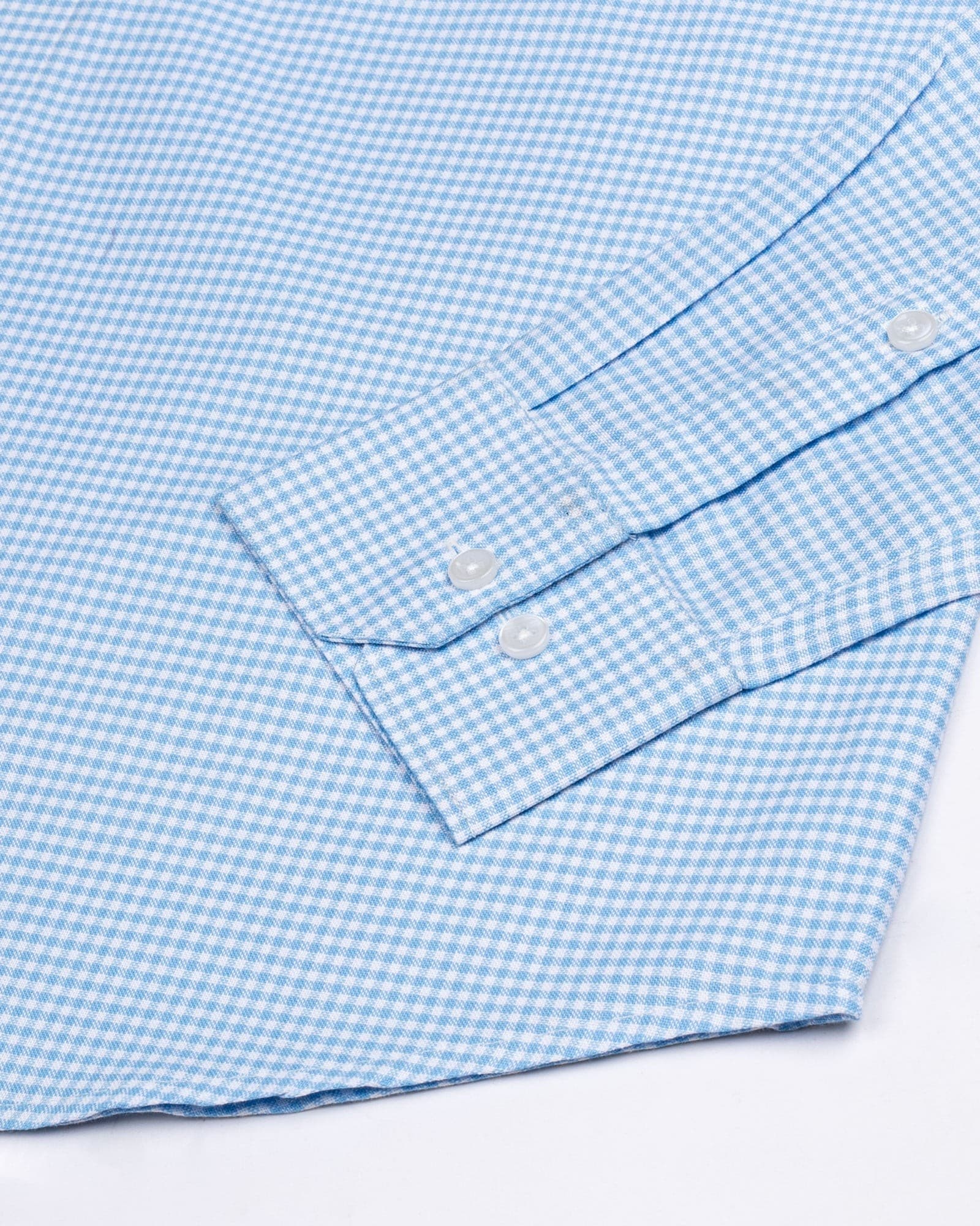Hazel Sky Blue Check Button Down Oxford Cotton Shirt
