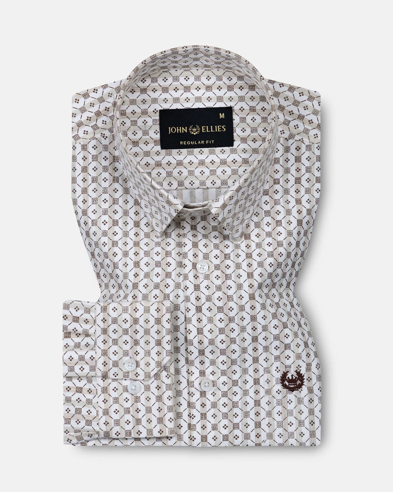 Luwan Brown Printed Cotton Shirt
