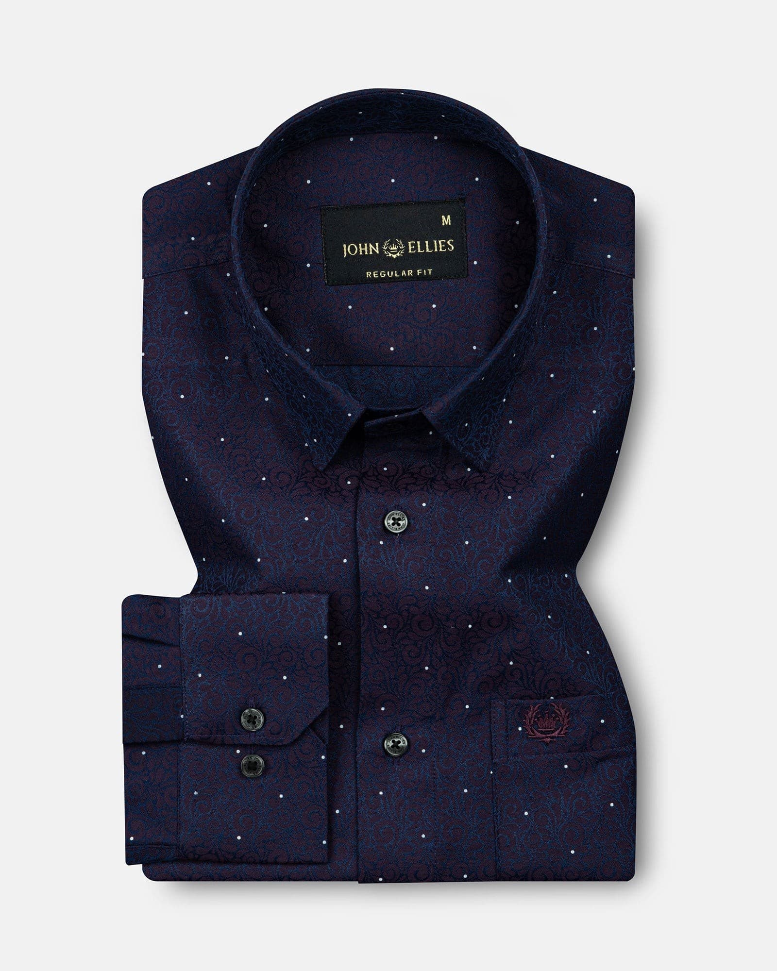Luwan Blue Printed Dobby Cotton Shirt