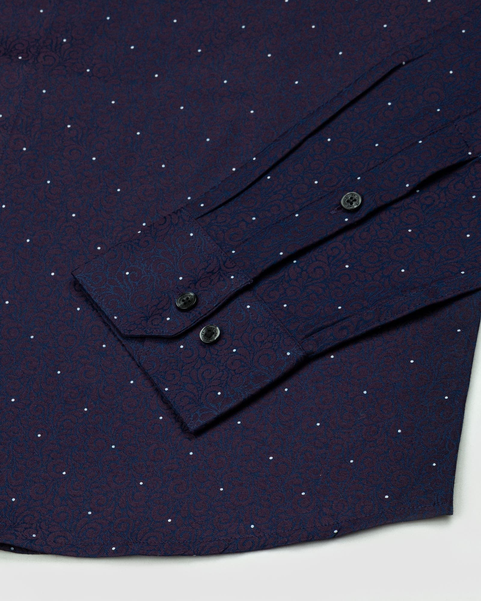 Luwan Blue Printed Dobby Cotton Shirt