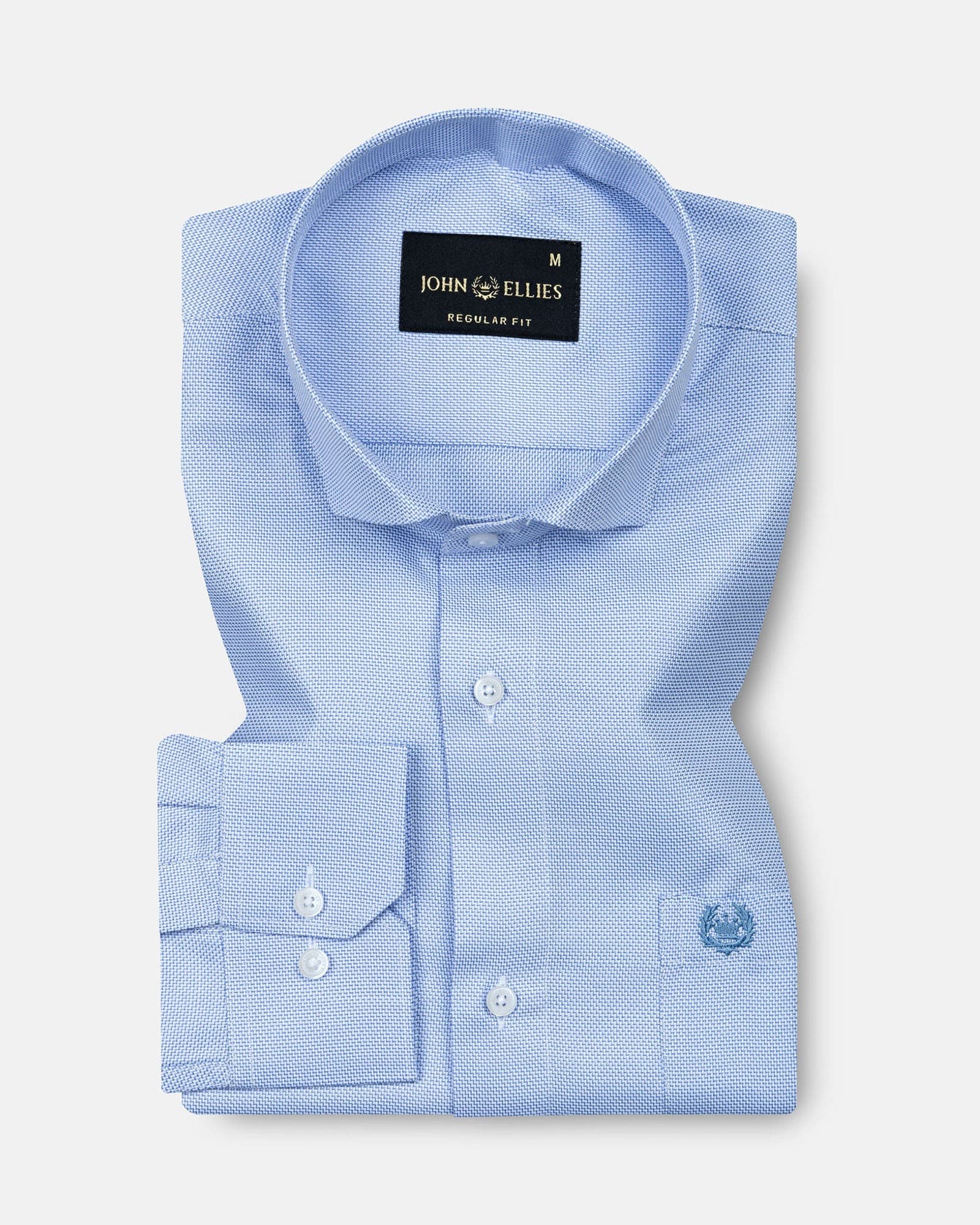 Marcell Blue Textured Cutaway Cotton Shirt