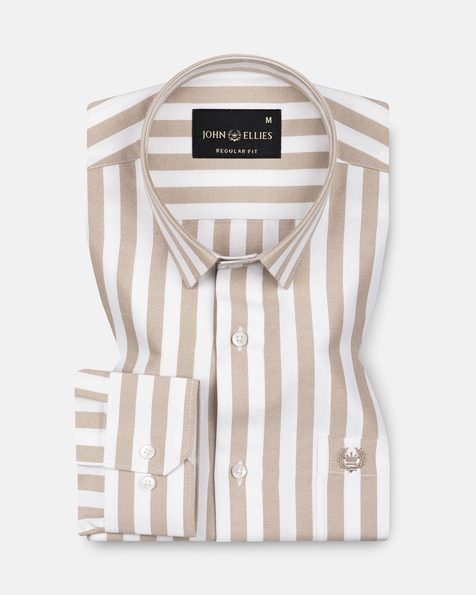 Layt Beige Stripes Oxford Cotton Shirt