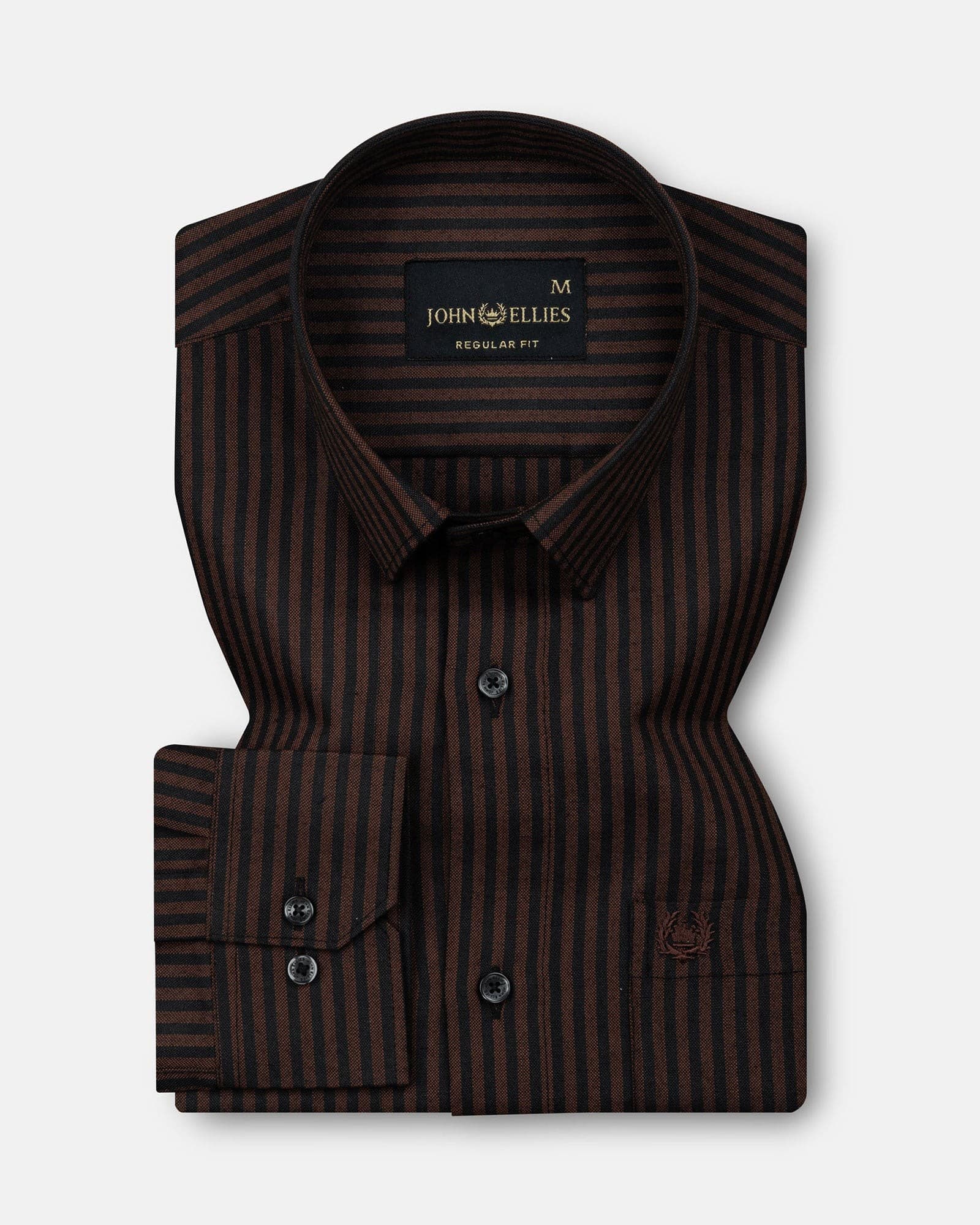 Destiny Brown Stripes Oxford Cotton Shirt