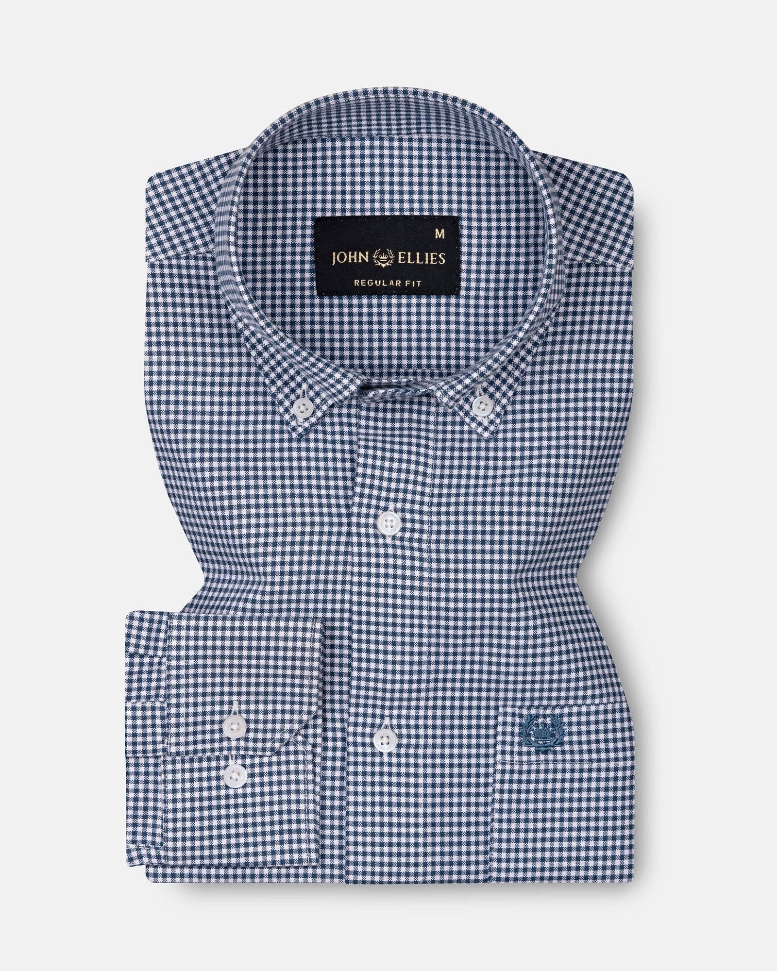 Cipher Navy Blue Check Button Down Oxford Cotton Shirt