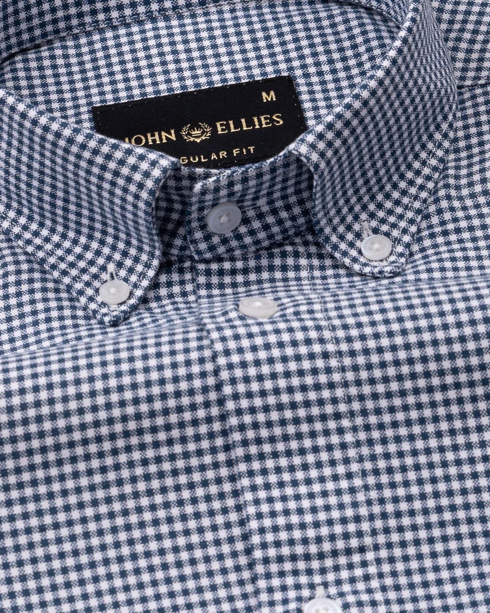 Cipher Navy Blue Check Button Down Oxford Cotton Shirt