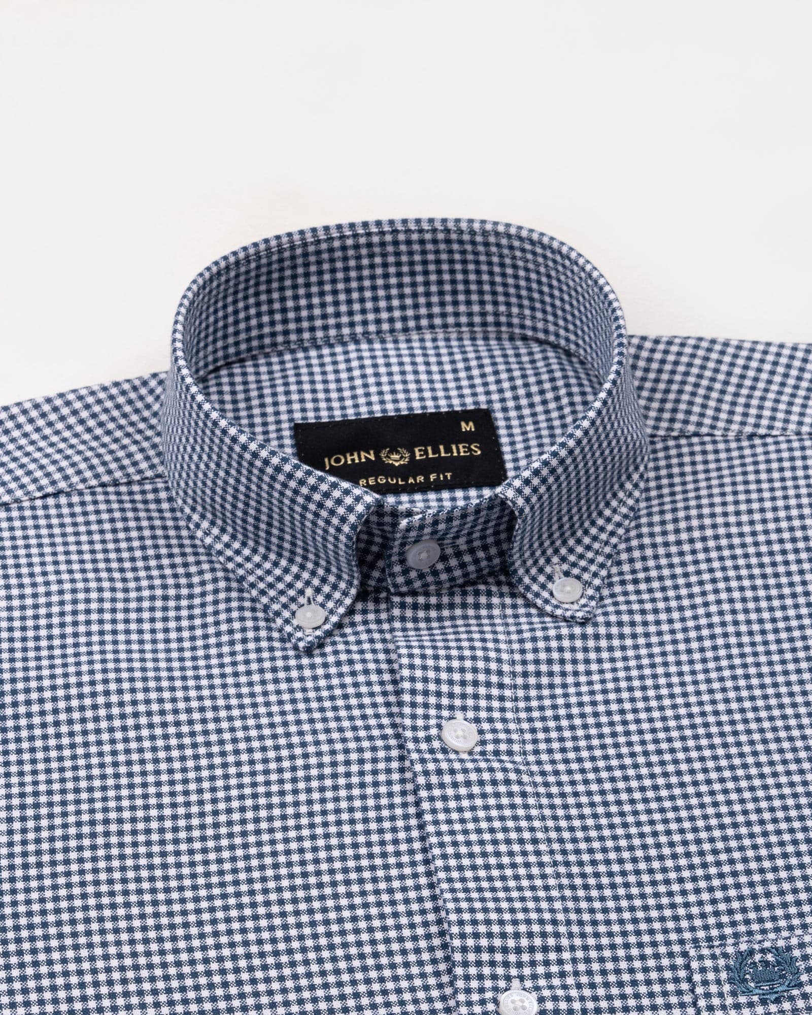 Cipher Navy Blue Check Button Down Oxford Cotton Shirt