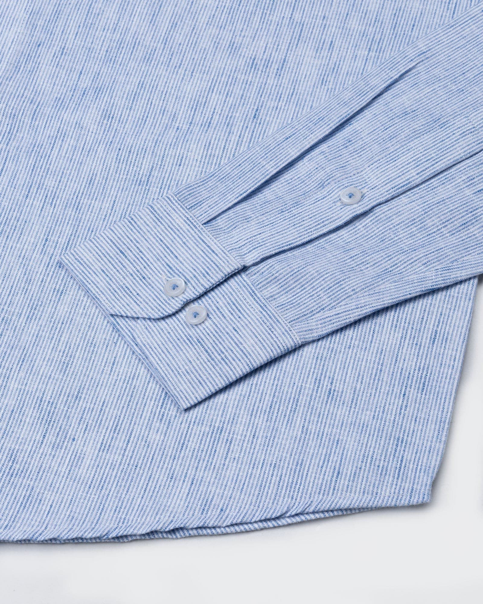 Parcore Blue Stripe Button Down Linen Cotton Shirt