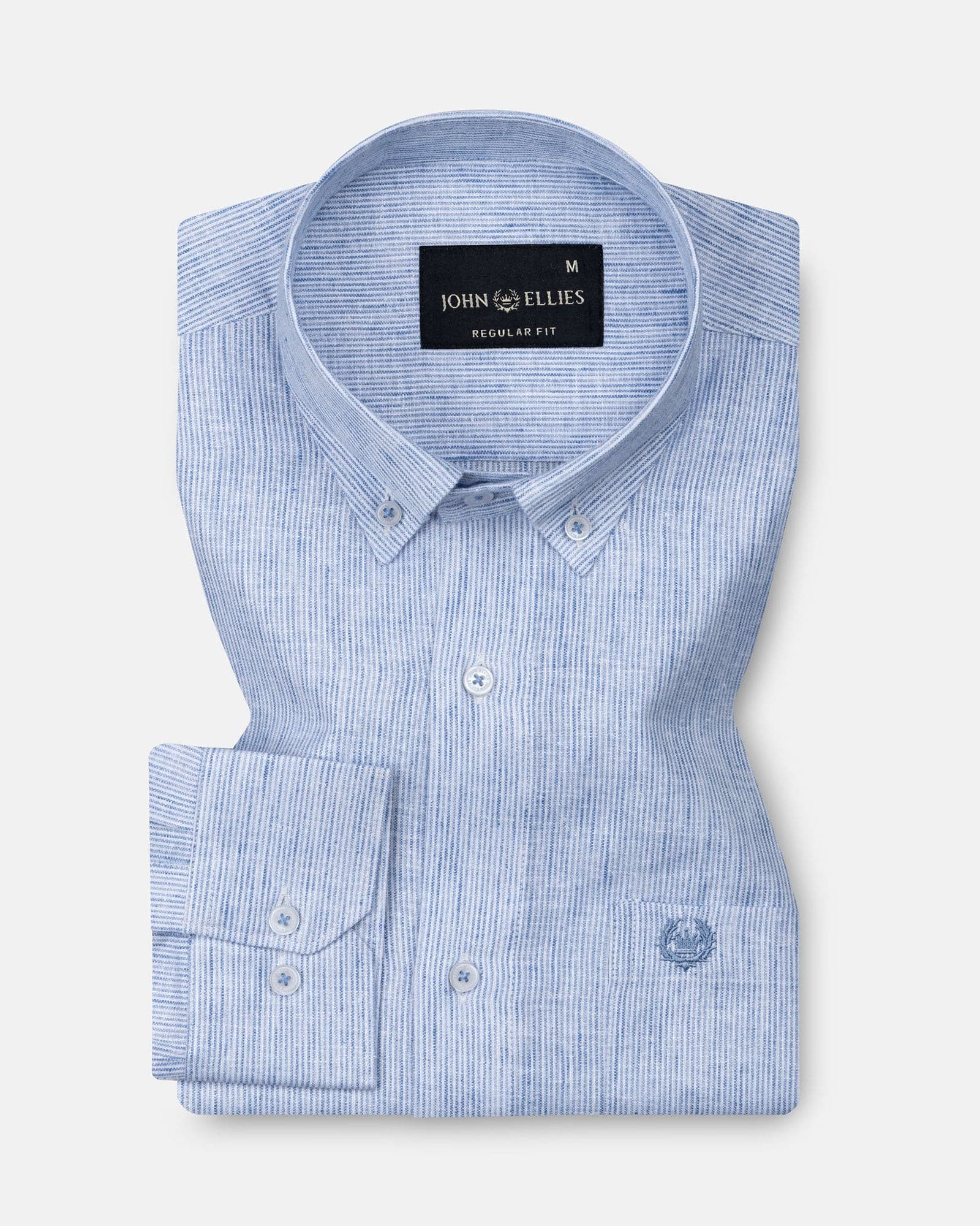Parcore Blue Stripe Button Down Linen Cotton Shirt