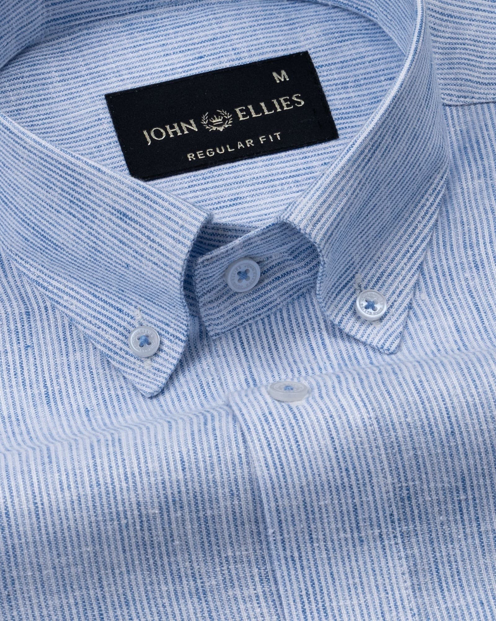 Parcore Blue Stripe Button Down Linen Cotton Shirt