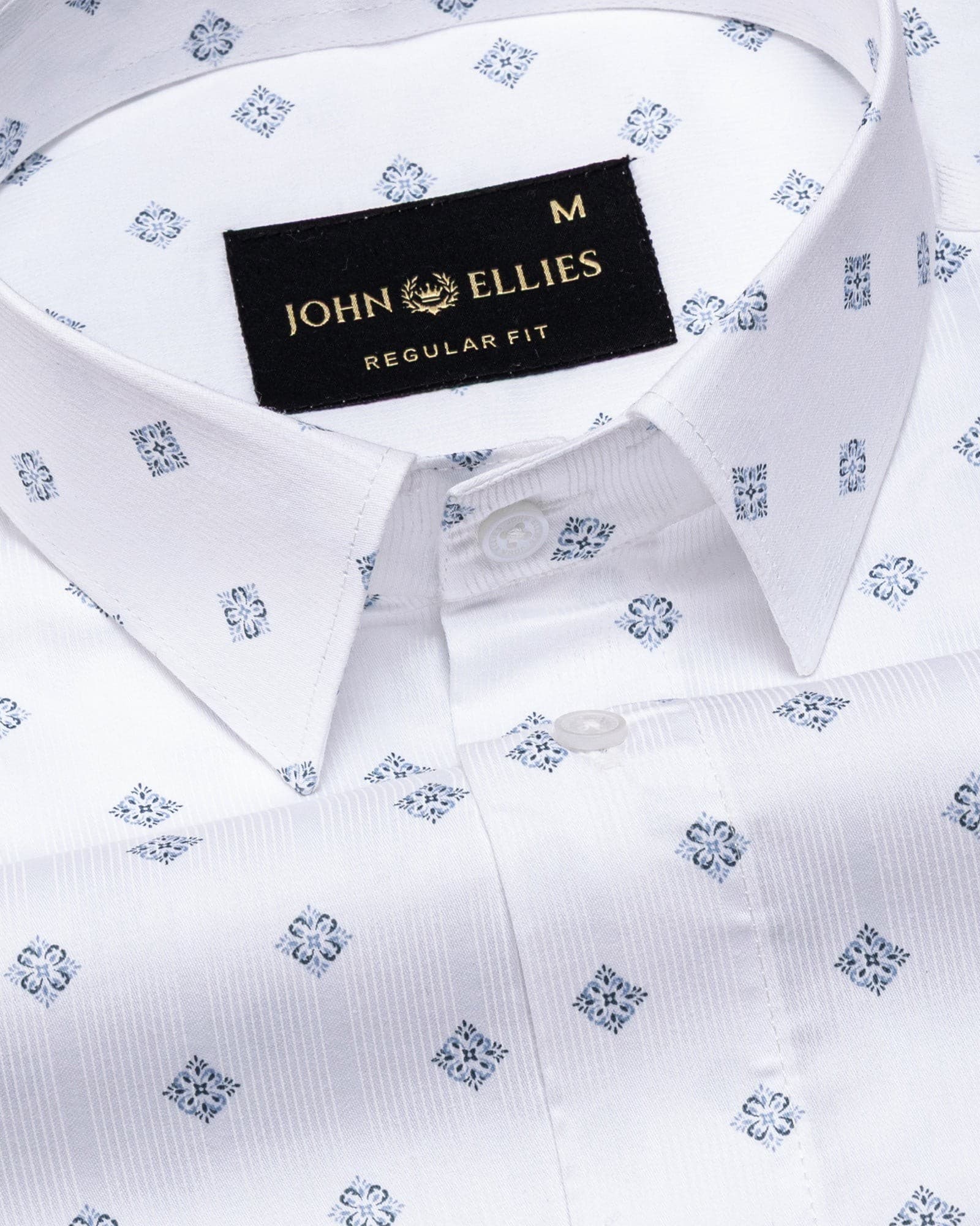 Santry Blue Geometric Printed Cotton Shirt