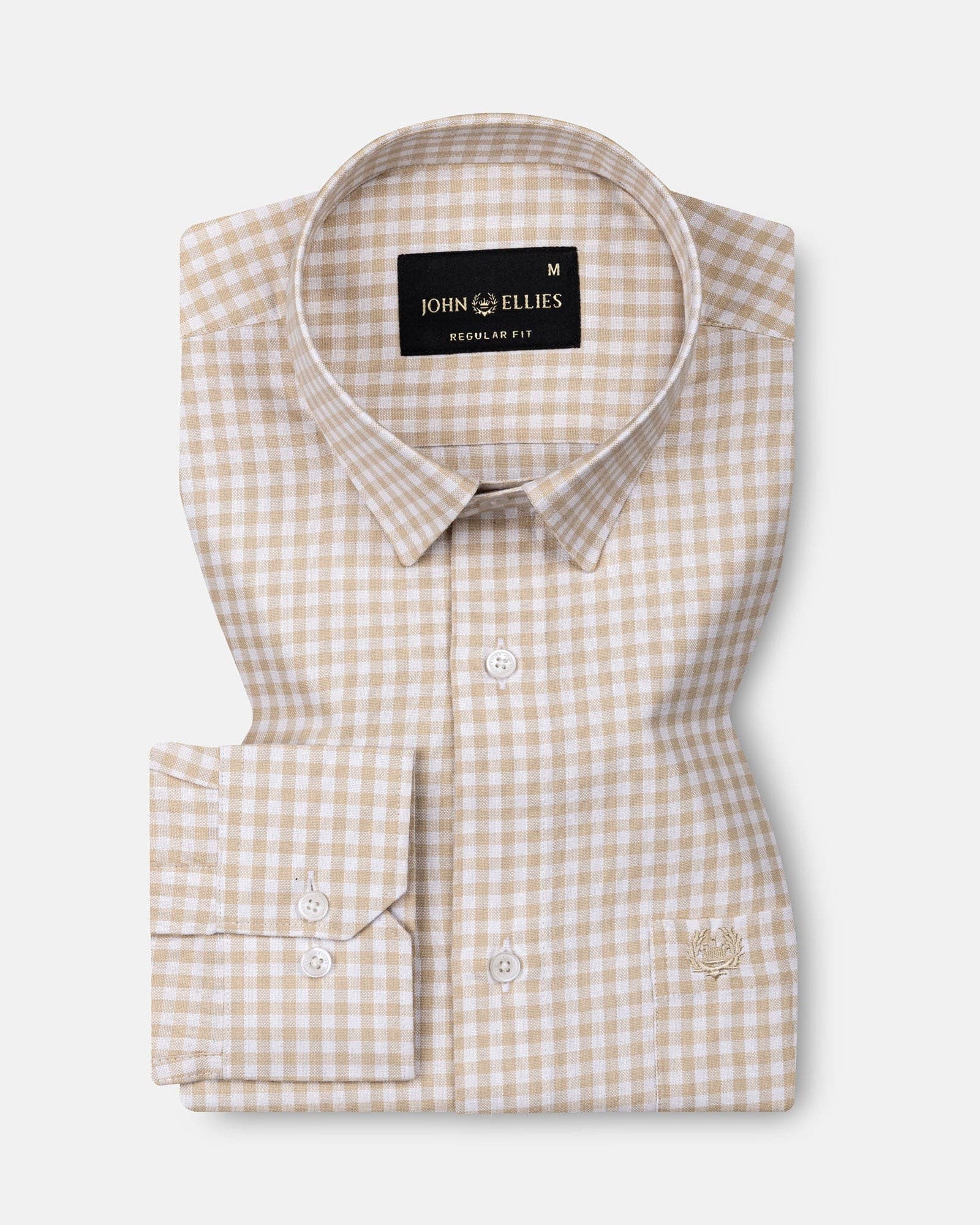 Prascot Cream Check Oxford Cotton Shirt