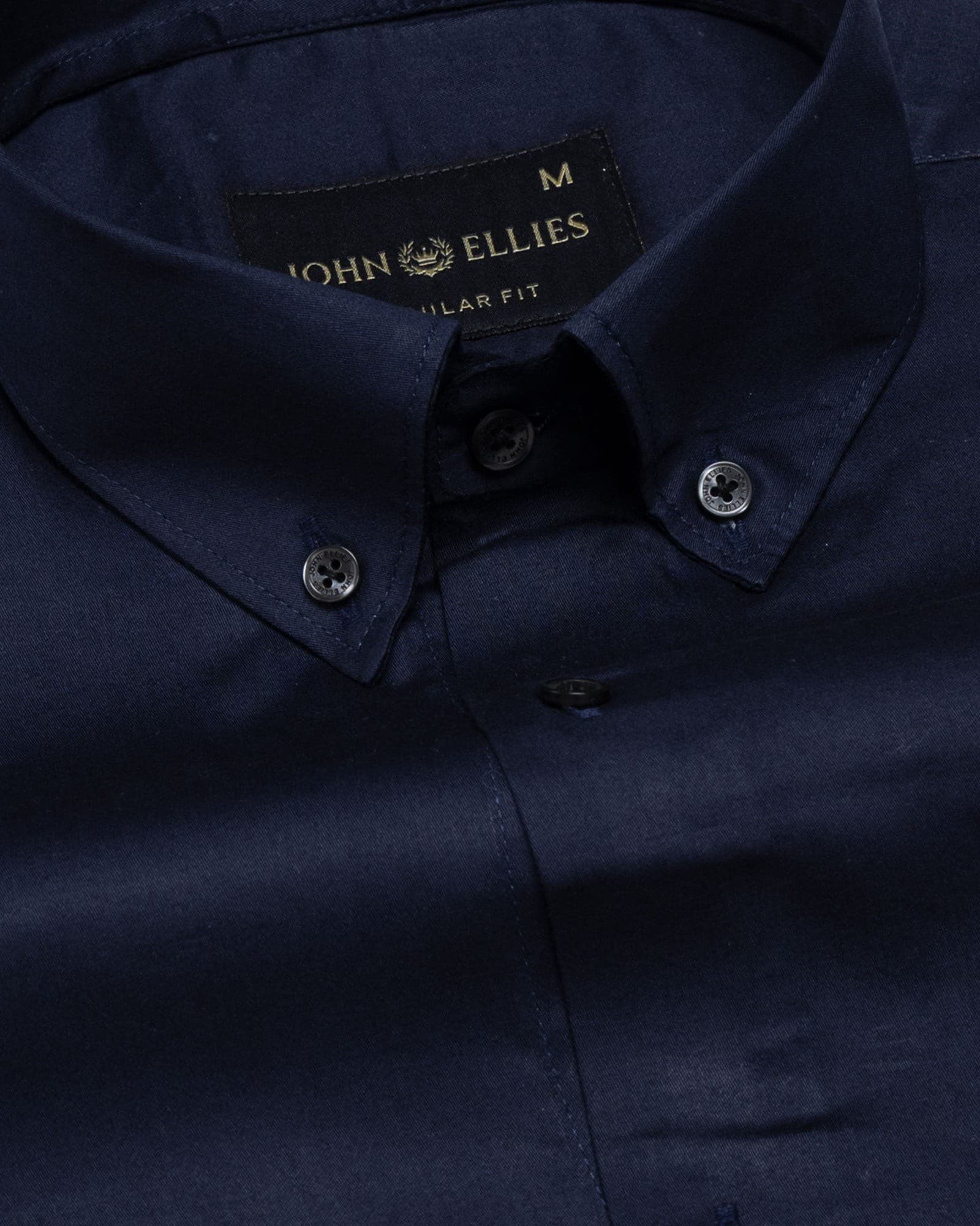 Griphen Navy Blue Plain Button Down Cotton Shirt