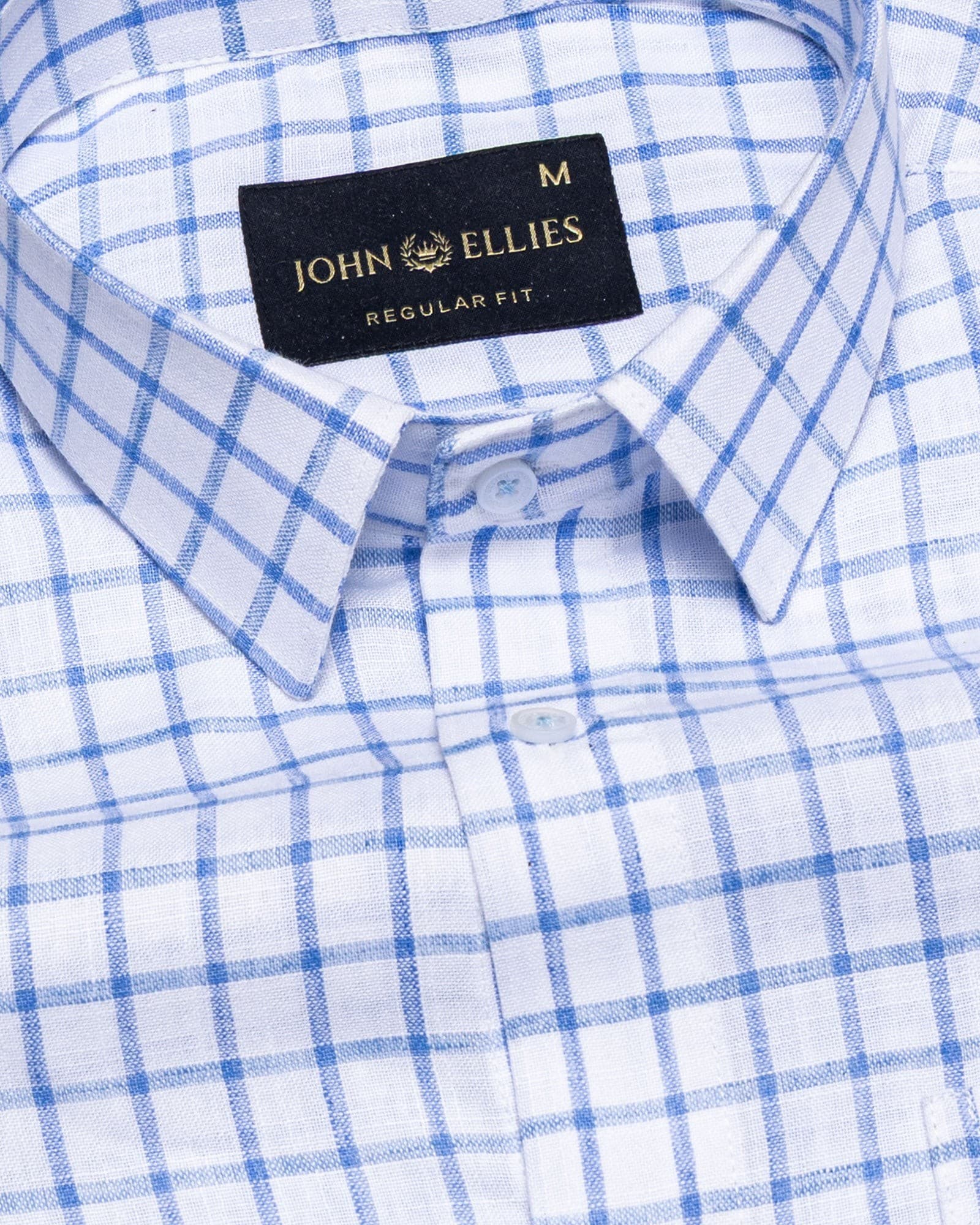 Kryox Blue Windowpane Check Linen Shirt