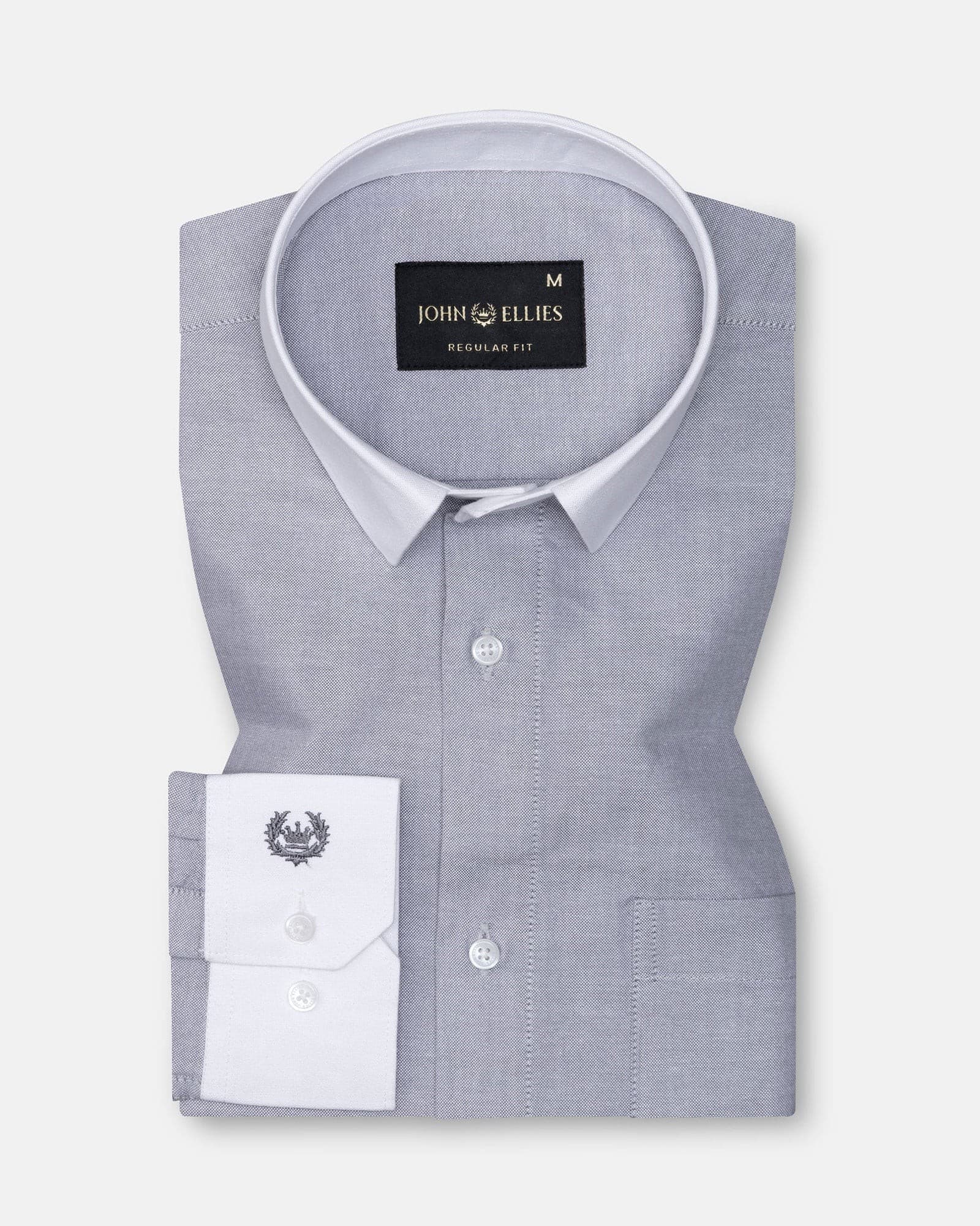 Historia Black White Cuff Collar Oxford Cotton Shirt