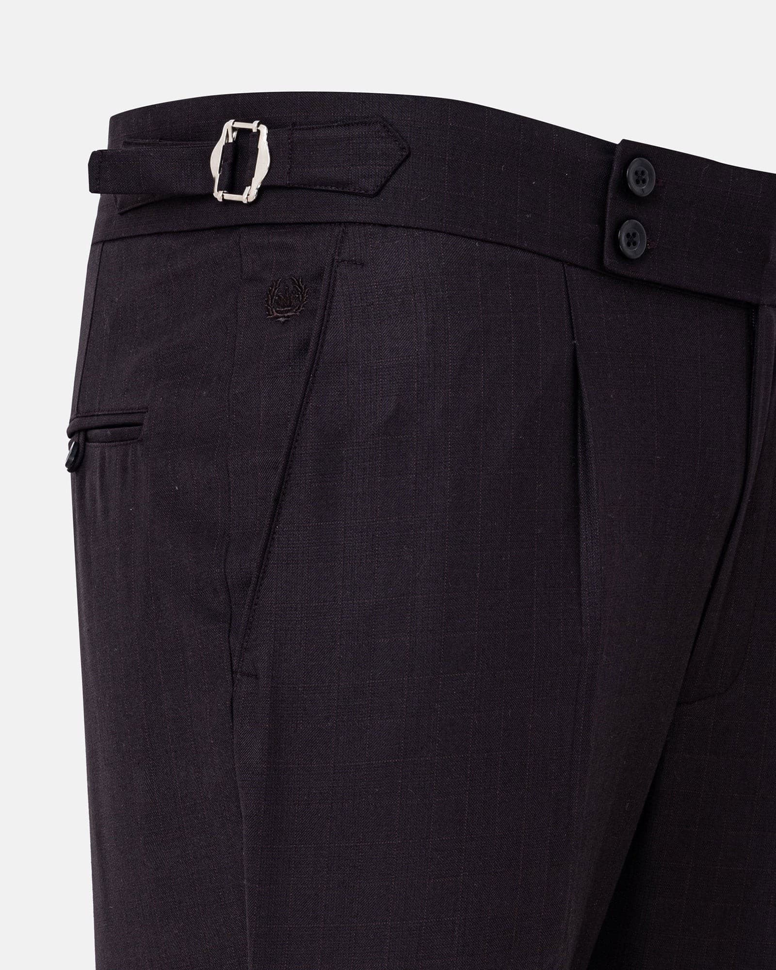 Neux Purple Checked Formal Single Pleated Italian Pant