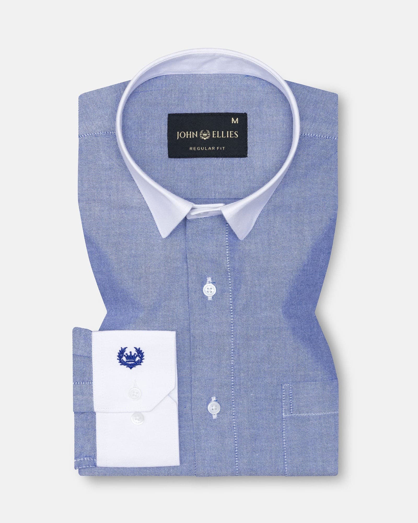 Historia Blue White Cuff Collar Oxford Cotton Shirt