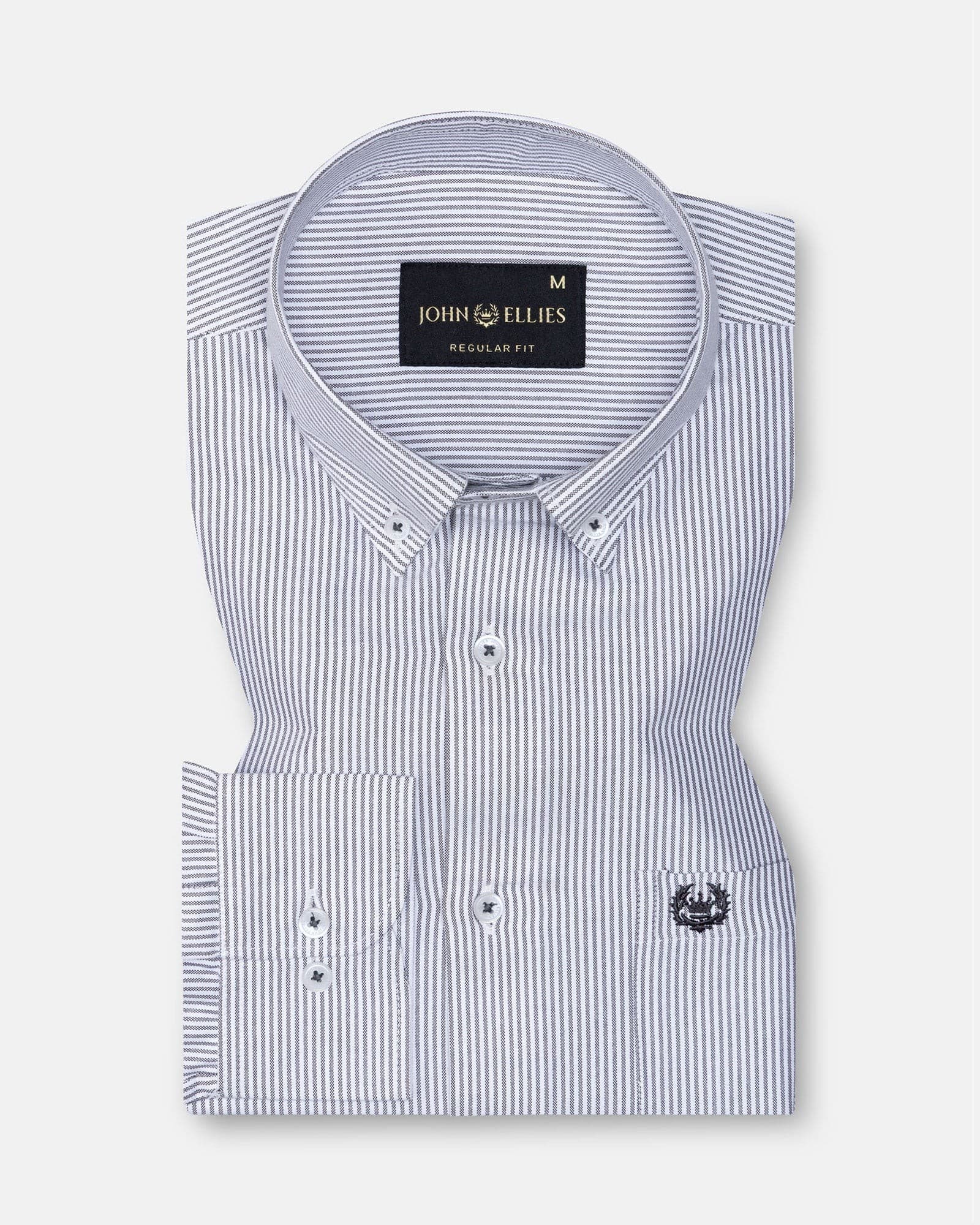 Zanrix Black Stripe Button Down Oxford Cotton Shirt