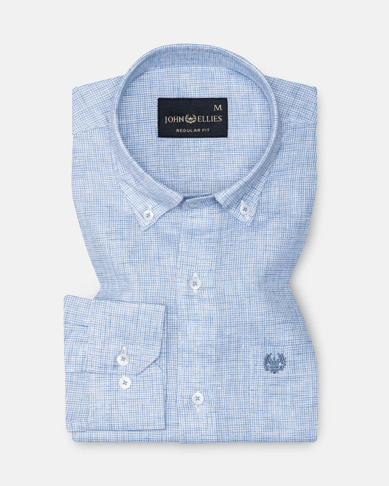 Isaac Blue Check Button Down Linen Shirt