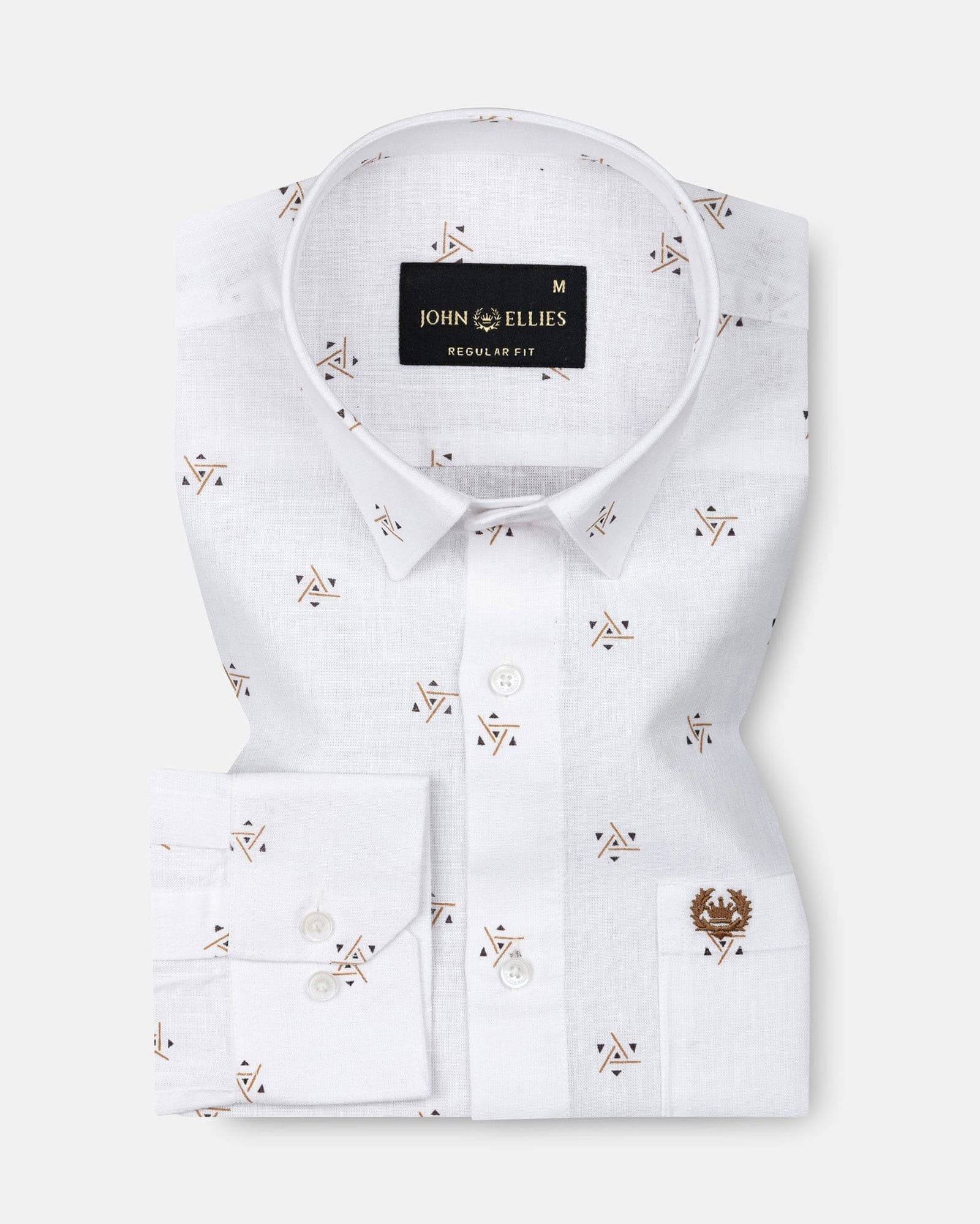 Celith White Triangle Linen Printed Shirt