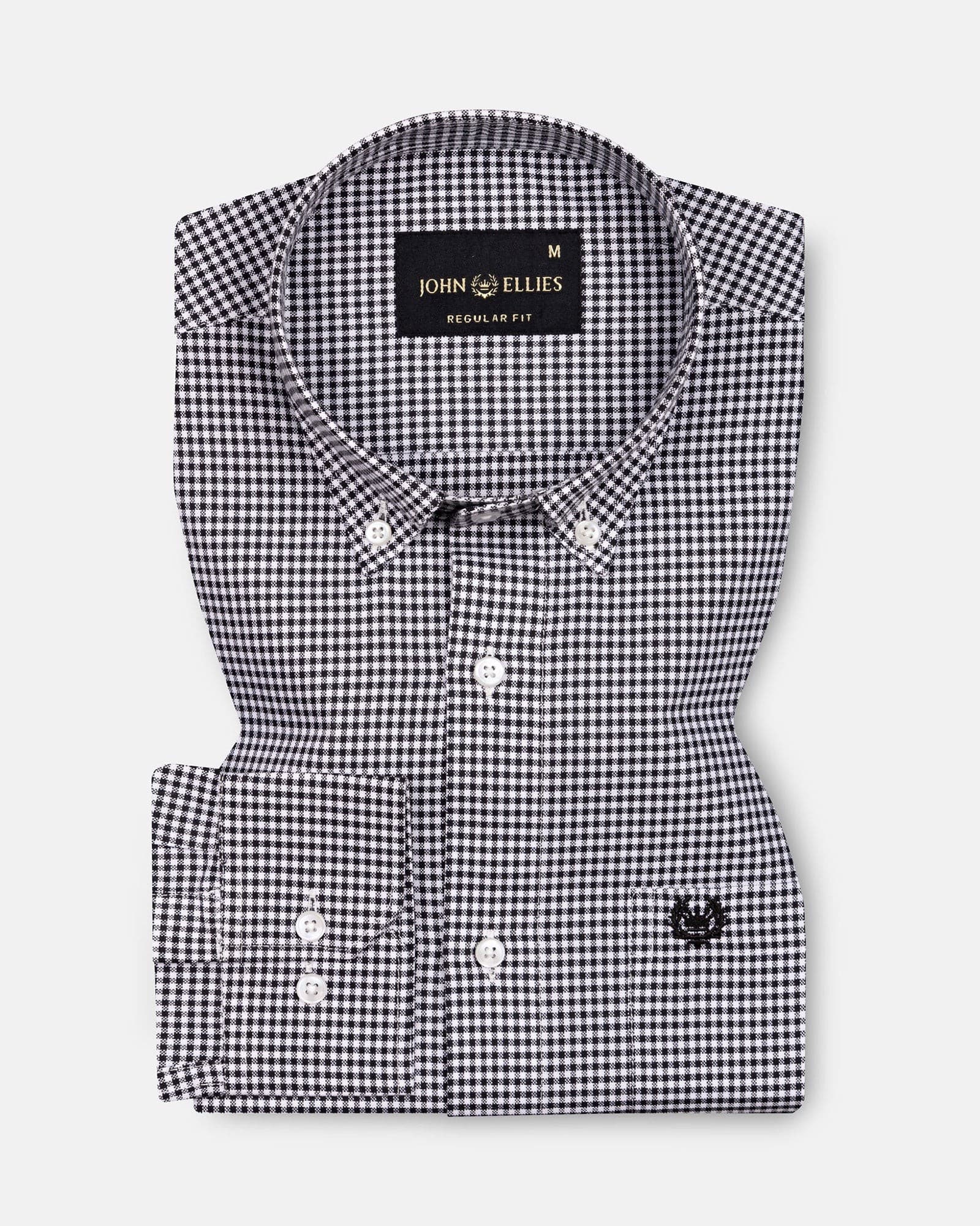 Hazel Black Check Button Down Oxford Cotton Shirt