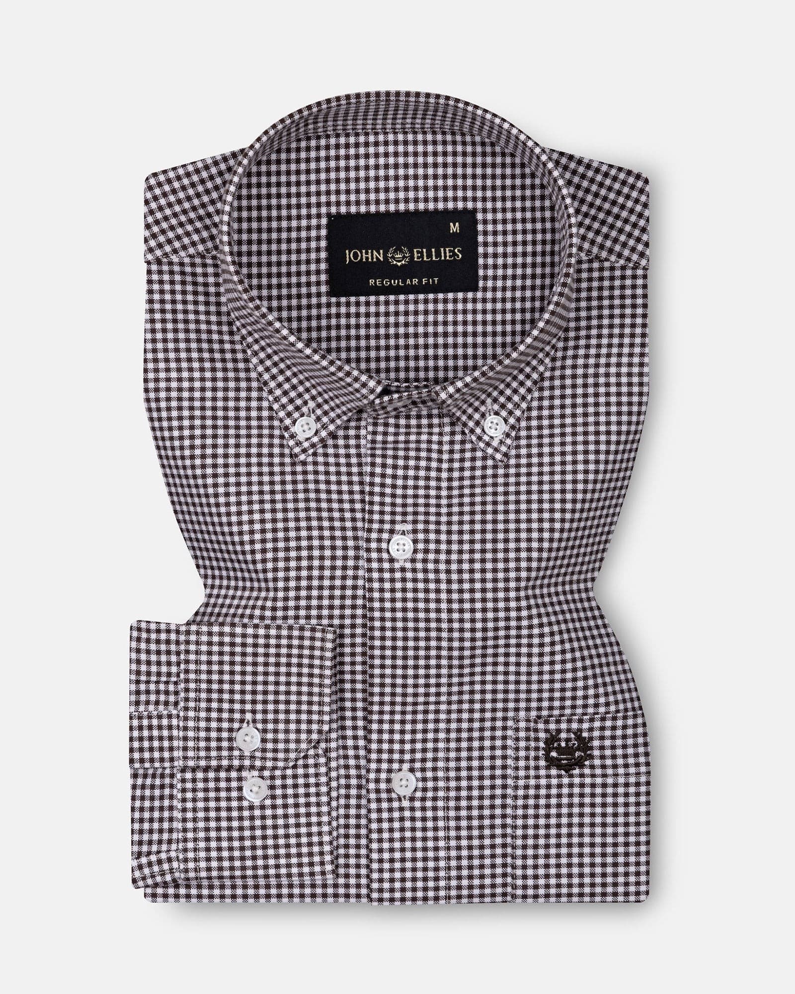 Cipher Brown Check Button Down Oxford Cotton Shirt